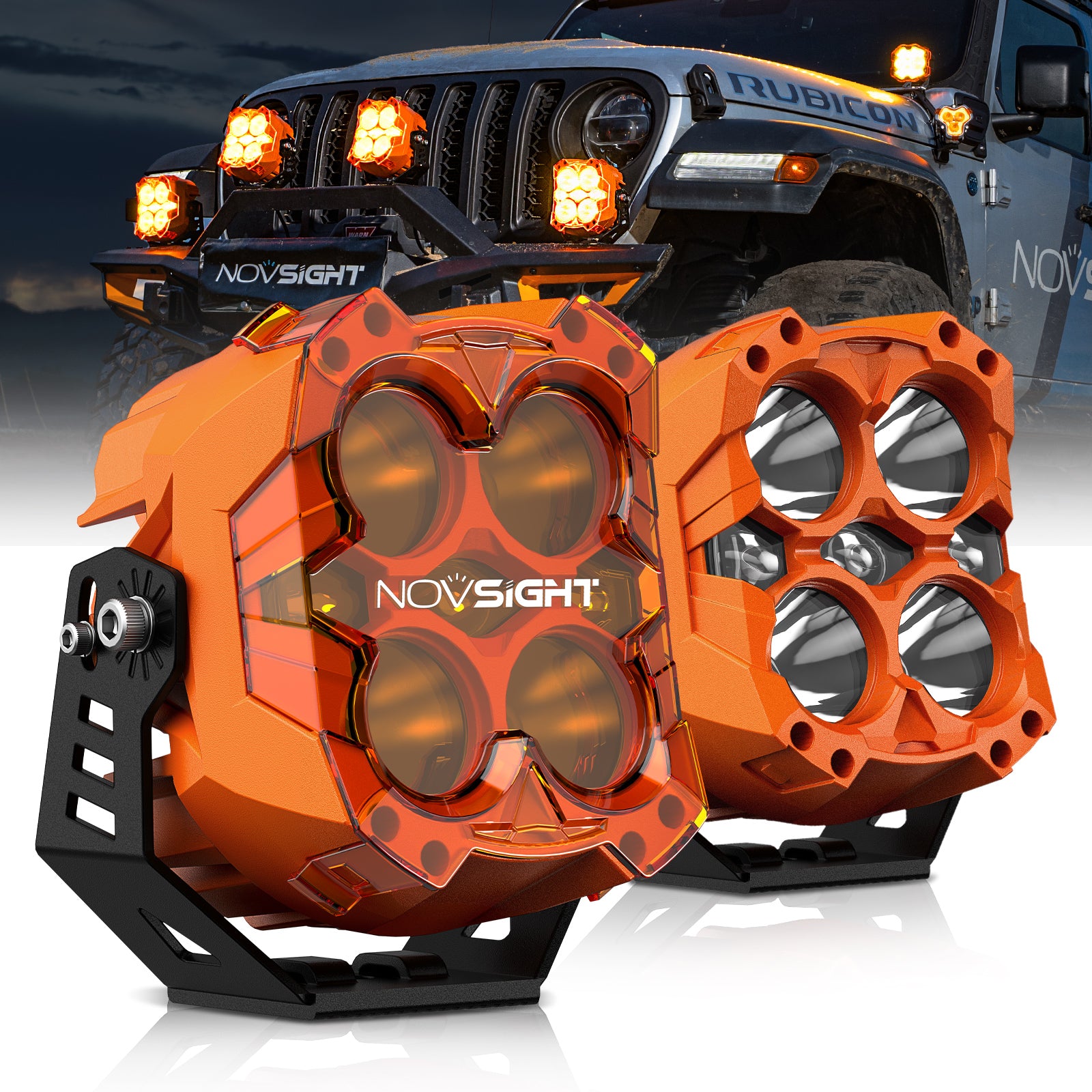 CYBER Series | 6-inch LED Pod Lights White and Amber Light Cyber Orange - NOVSIGHT