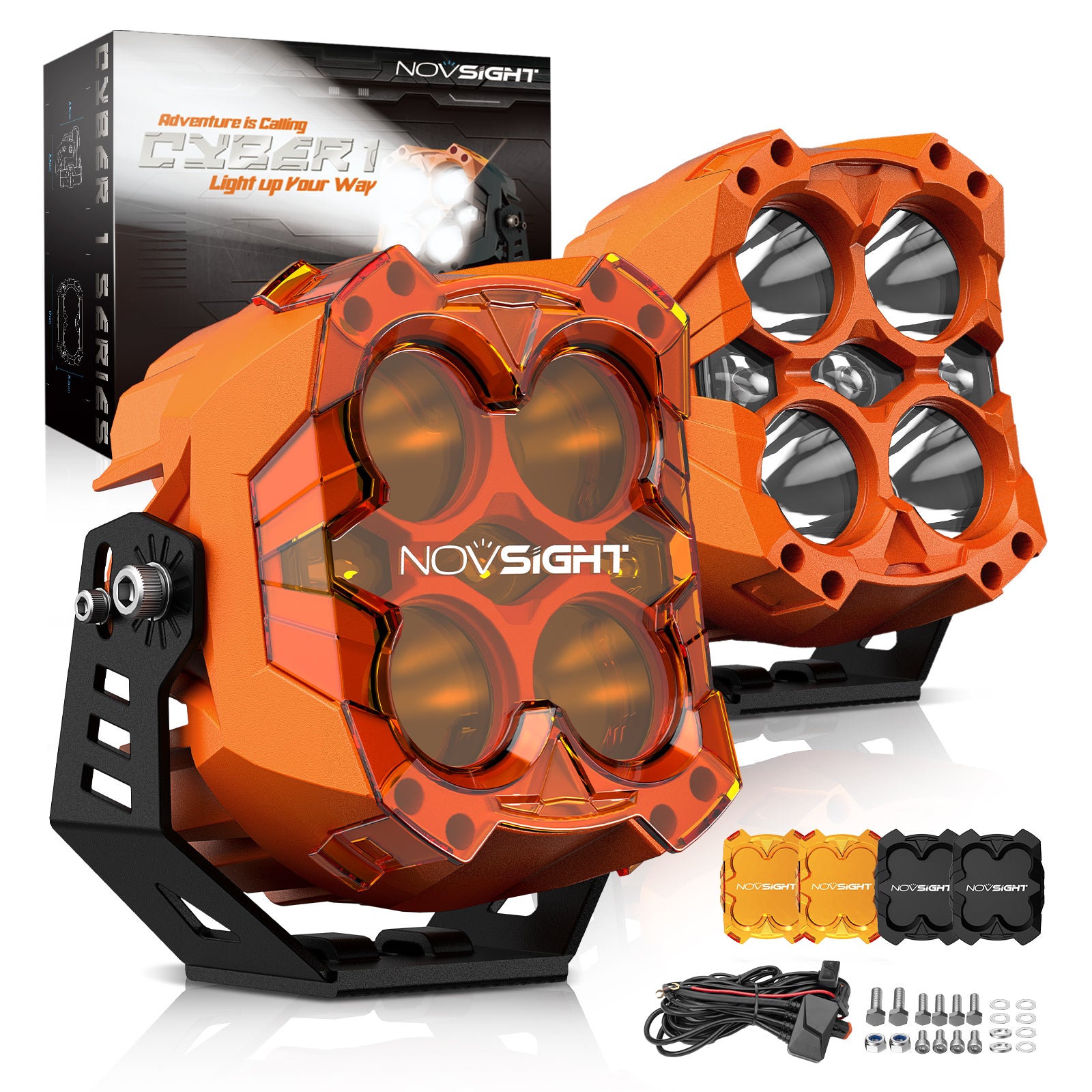 CYBER Series | 6-inch LED Pod Lights White and Amber Light Cyber Orange - NOVSIGHT