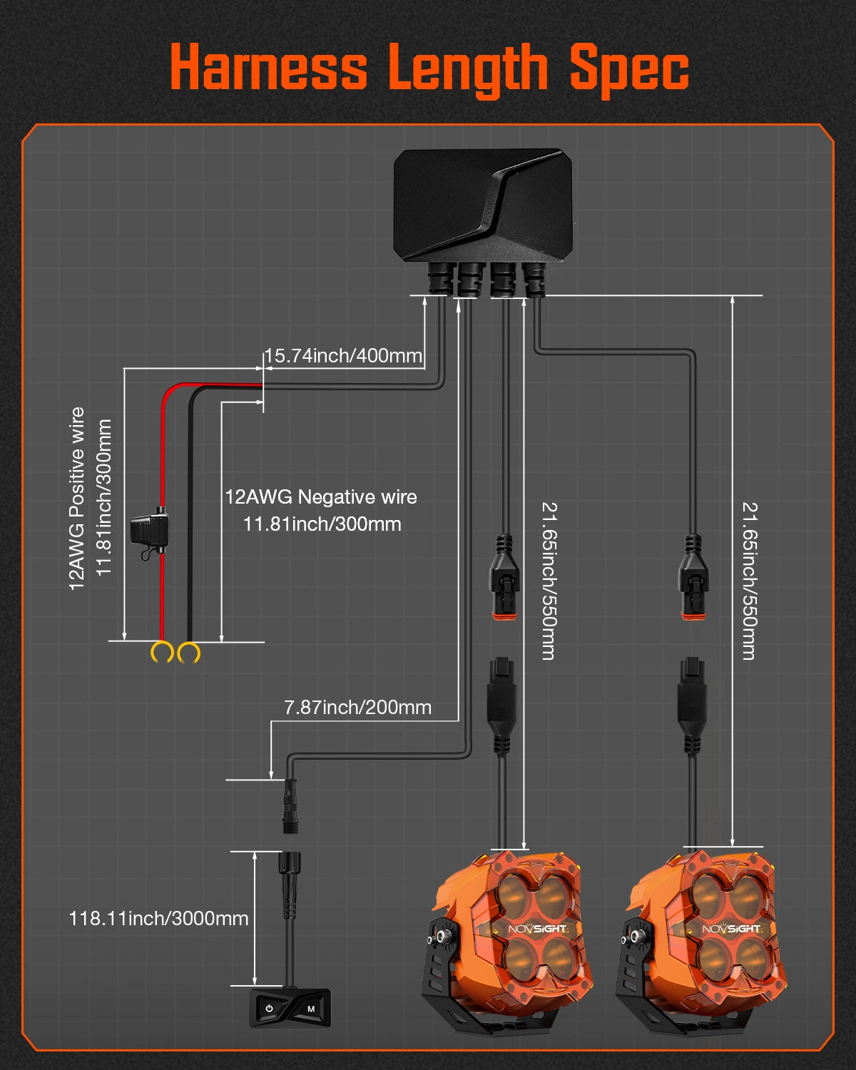 CYBER Series | 6-inch LED Pod Lights White and Amber Light Cyber Orange - NOVSIGHT
