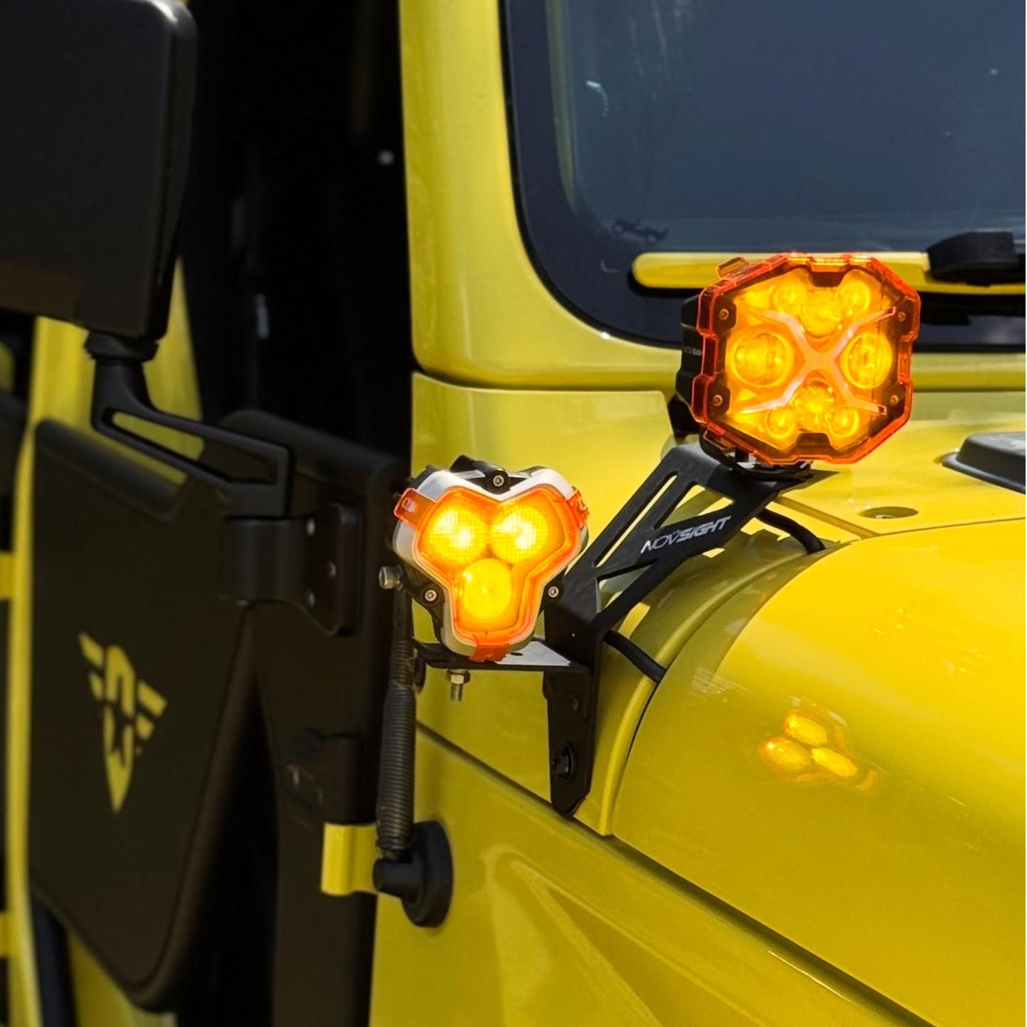 Jeep Wrangler JL/JLU A-Pillar Dual Light Mount | 2018-2024 Models | Stainless Steel | Off-Road Lighting Upgrade | (Excludes 4XE)