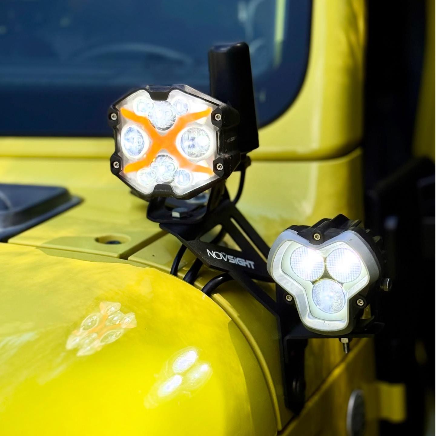 Jeep Wrangler JL/JLU A-Pillar Dual Light Mount | 2018-2024 Models | Stainless Steel | Off-Road Lighting Upgrade | (Excludes 4XE)
