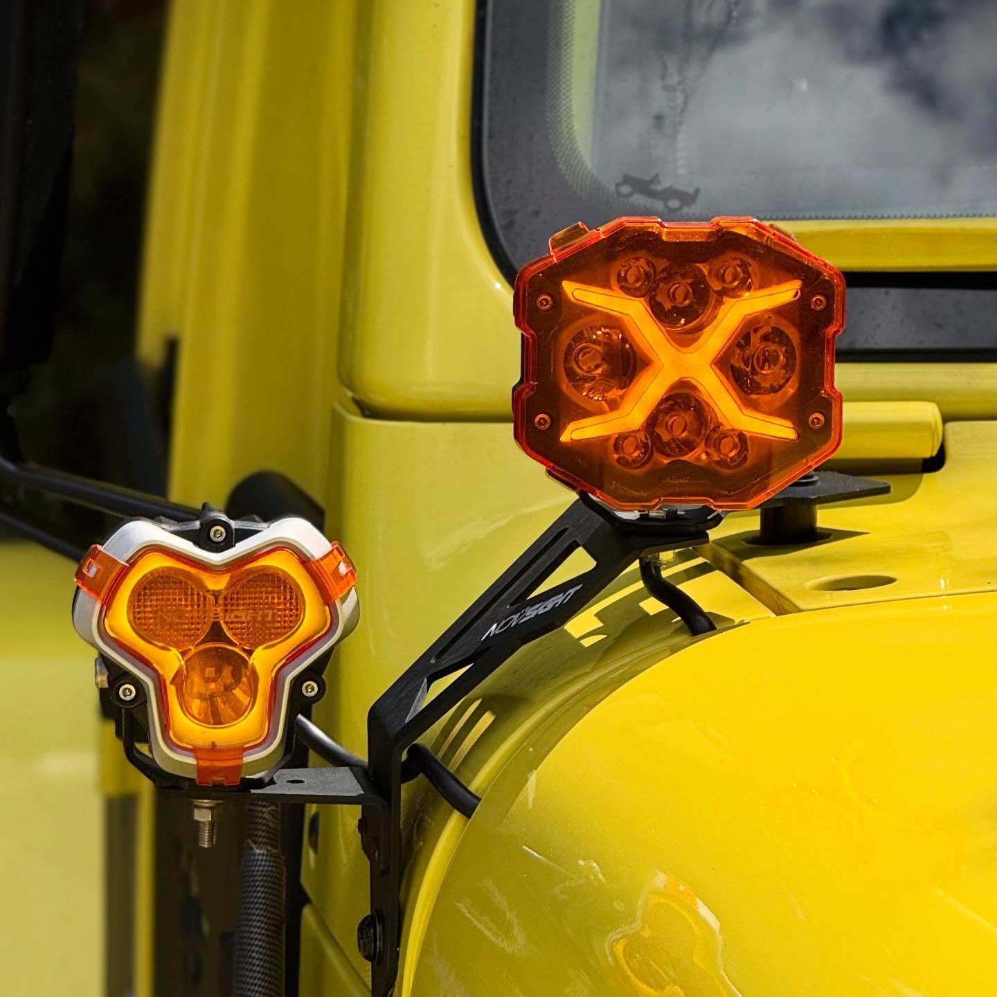 Jeep Wrangler JL/JLU A-Pillar Dual Light Mount | 2018-2024 Models | Stainless Steel | Off-Road Lighting Upgrade | (Excludes 4XE)