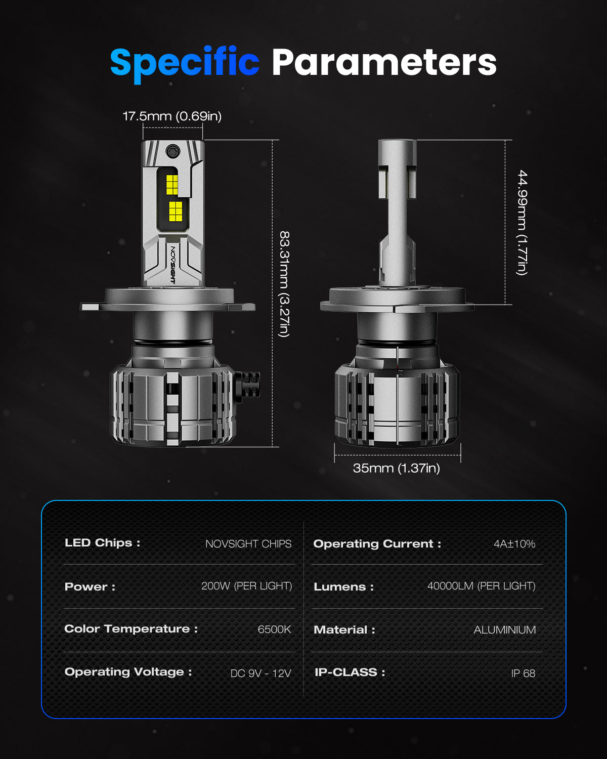 Fit for 2001-2004 Ford Escape H4 LED Headlights Bulbs - NOVSIGHT