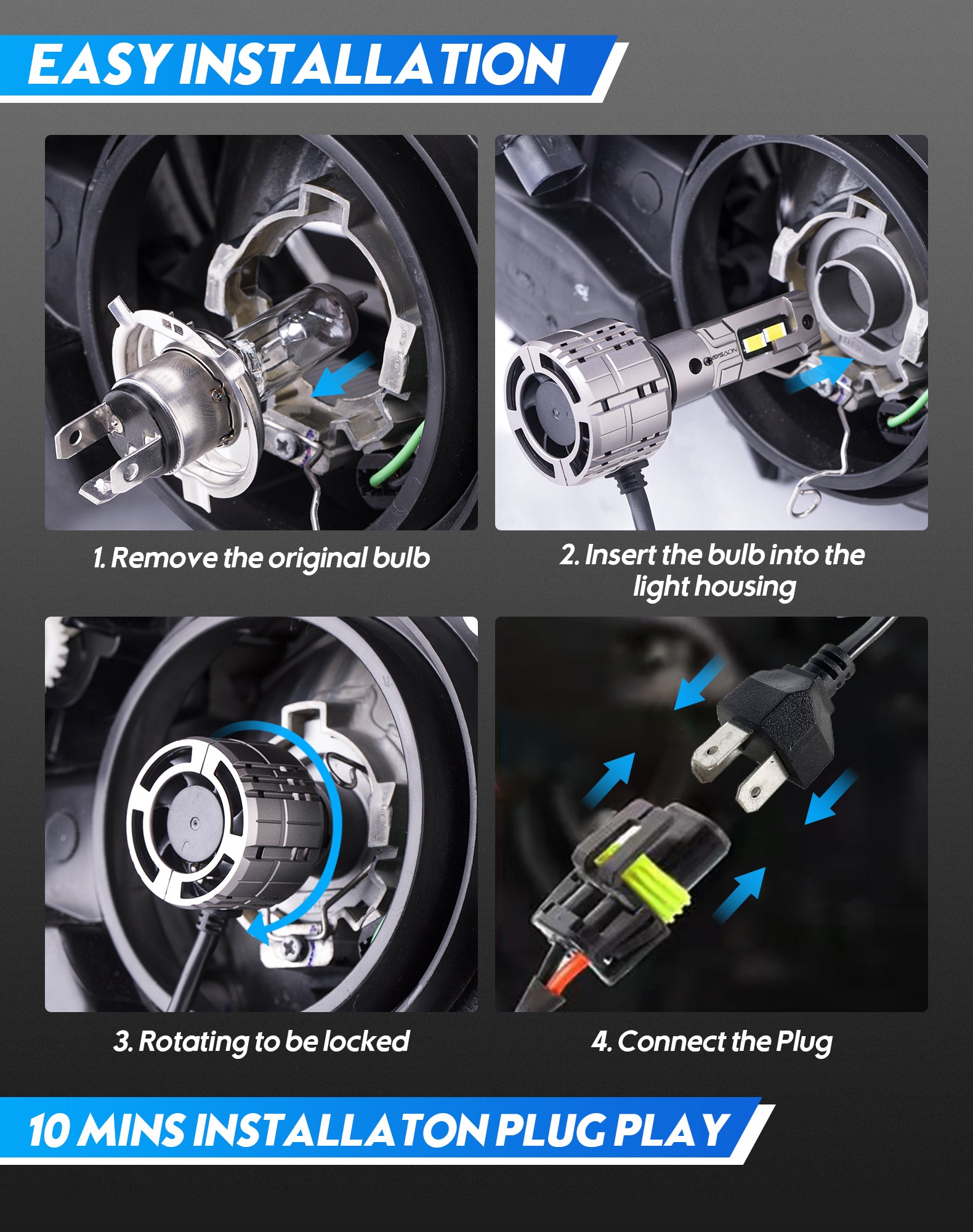 Fit for 2001-2004 Ford Escape H4 LED Headlights Bulbs - NOVSIGHT