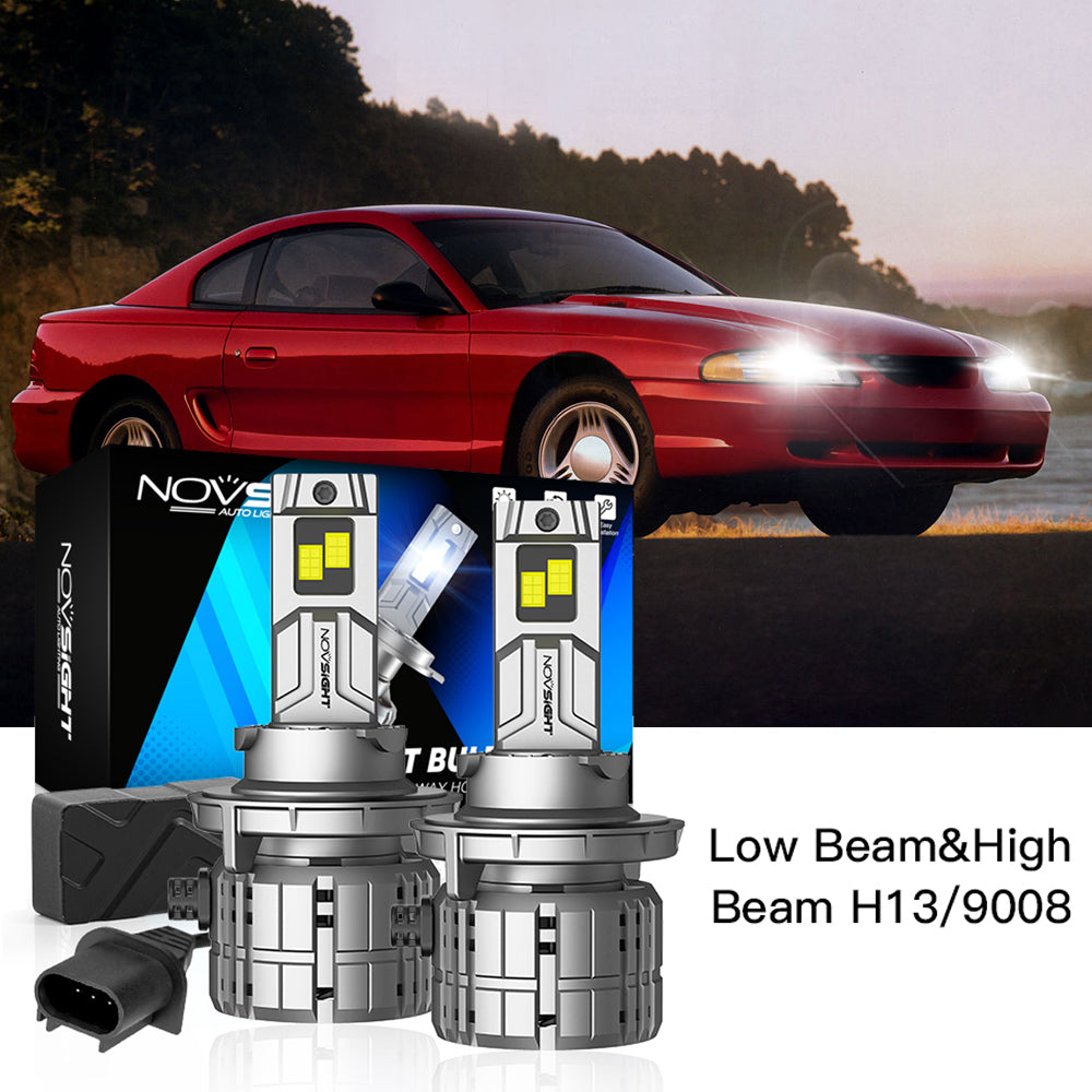 Fit for 2005-2012 Ford Mustang Base H13 9008 LED Headlights Bulbs - NOVSIGHT
