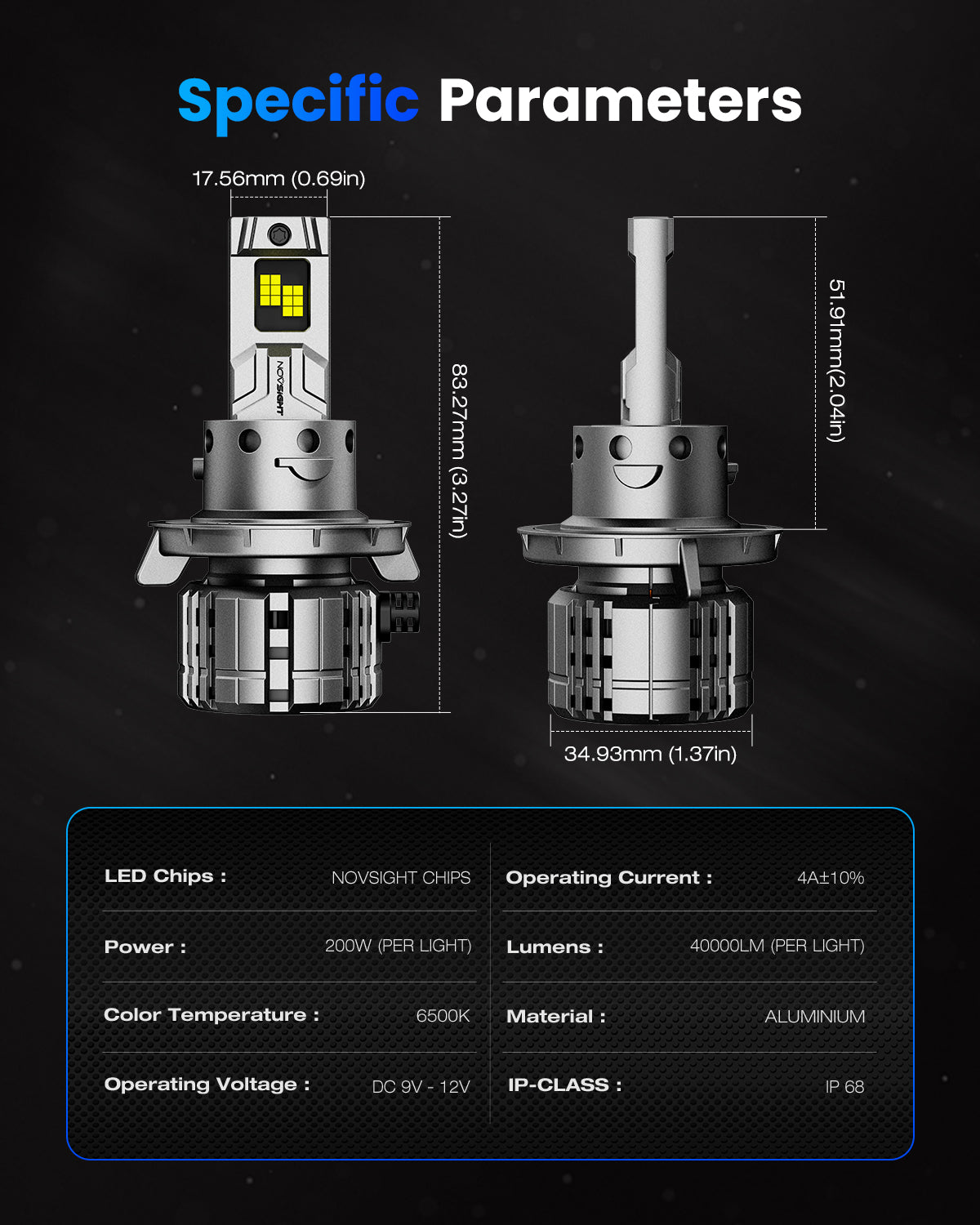 Fit for 2008-2012 Ford Escape H13 9008 LED Headlights Bulbs - NOVSIGHT