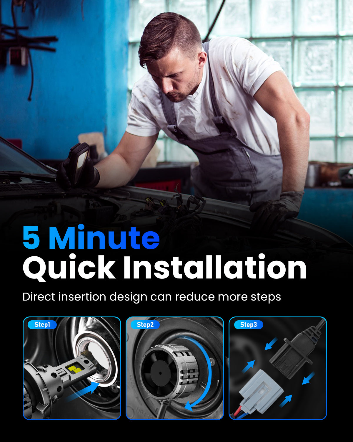 Fit for 2008-2012 Ford Escape H13 9008 LED Headlights Bulbs - NOVSIGHT