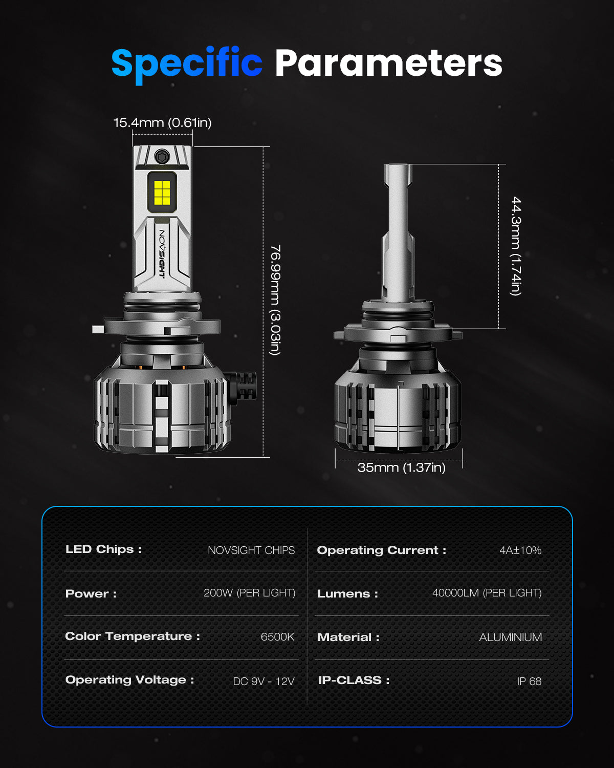 Fit for 2016-2019 Ford Explorer 9005 HB3 LED Headlights Bulbs - NOVSIGHT