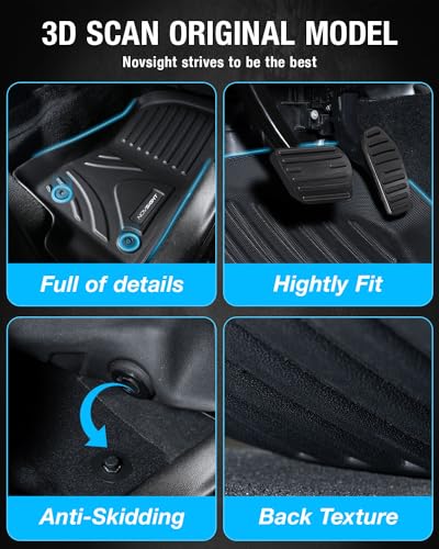 Ford Bronco (Not for Bronco Sport) 2021 2022 2023 Floor Mats TPE Anti-Slip Custom Fit Car Mats 1st and 2nd Row Full Set - NOVSIGHT