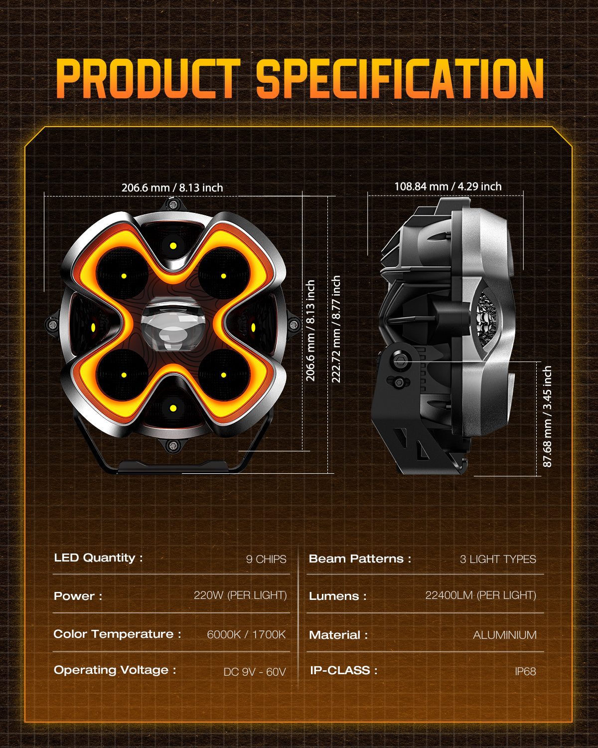 HALO Pro Series 8-inch LED Pod Lights with Dynamic DRL Modes
