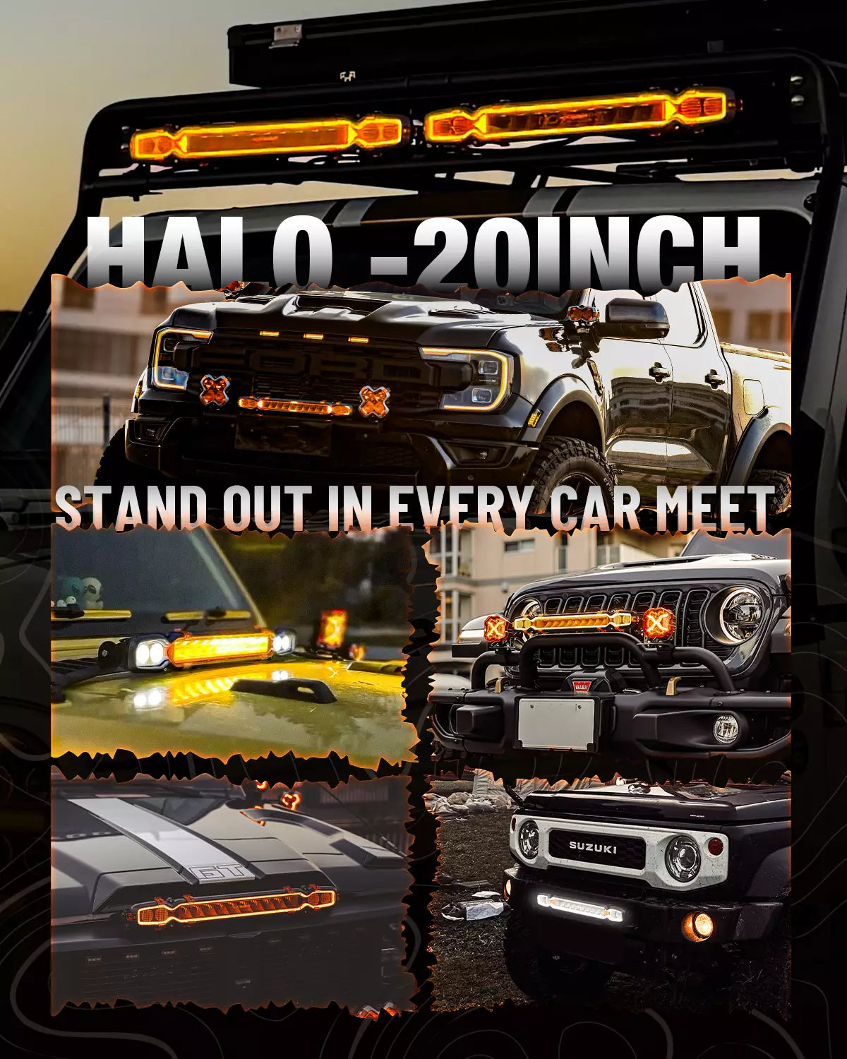 HALO Pro Series 20-inch LED Light Bar with Dynamic DRL Modes - Black Casing LED Pod Lights | Novsight