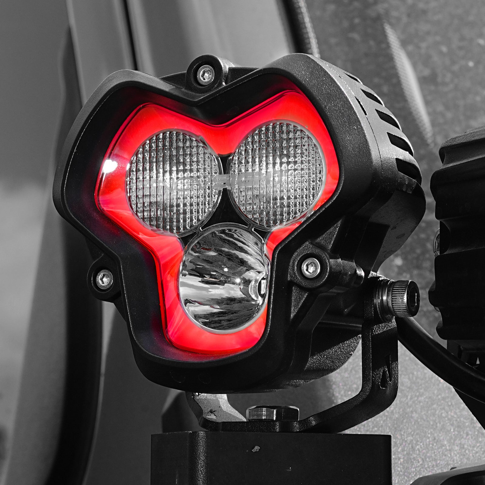 HALO SE Series 3-inch LED Pod Lights with Red and White DRL - NOVSIGHT