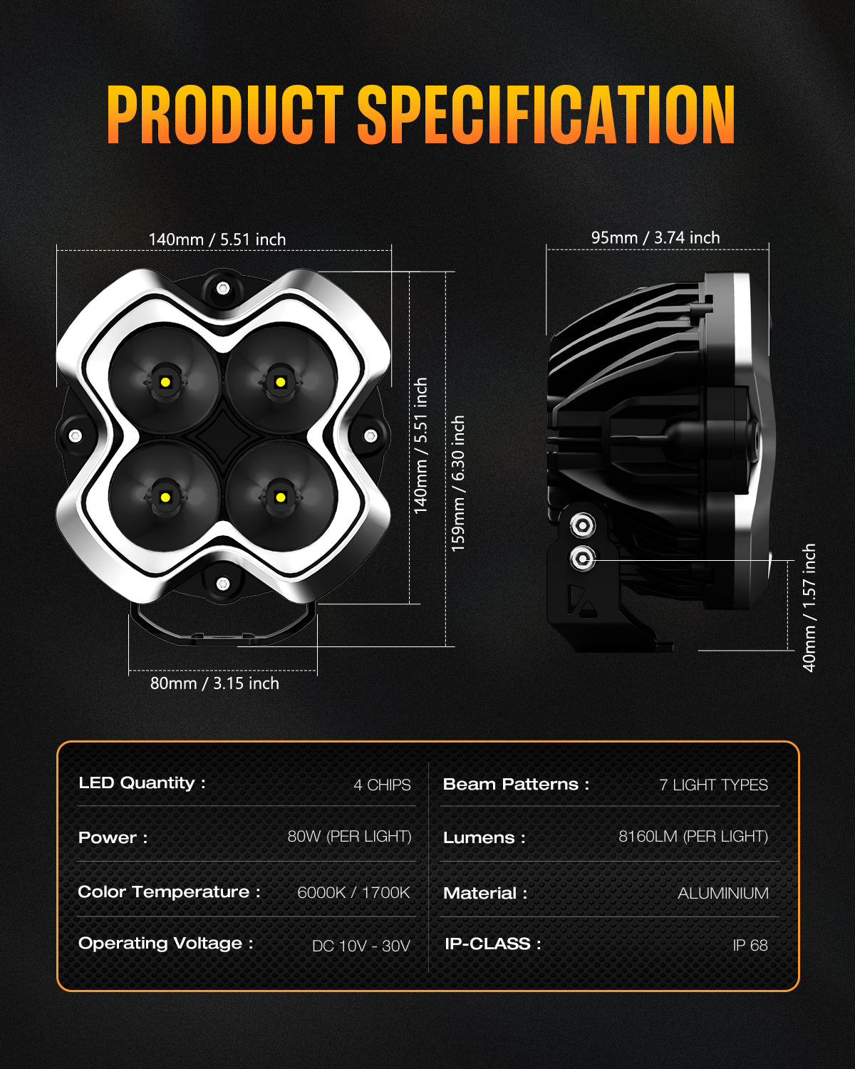 HALO-Serie 6" LED-Pods mit DRL 66 W Twin Light Kit System, Paar
