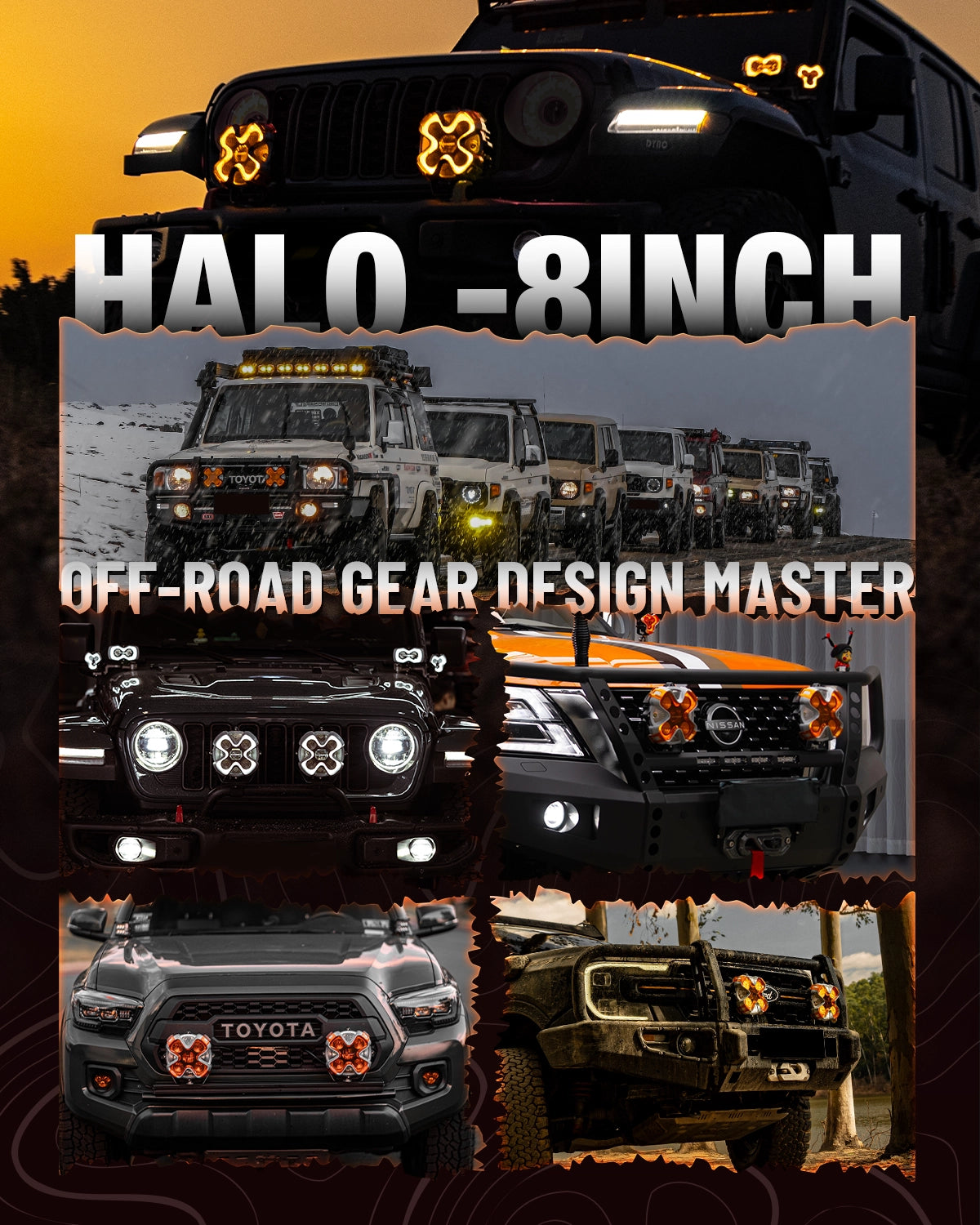 Unidades LED de 6" serie HALO con par de sistema de kit de luces dobles DRL de 66 W