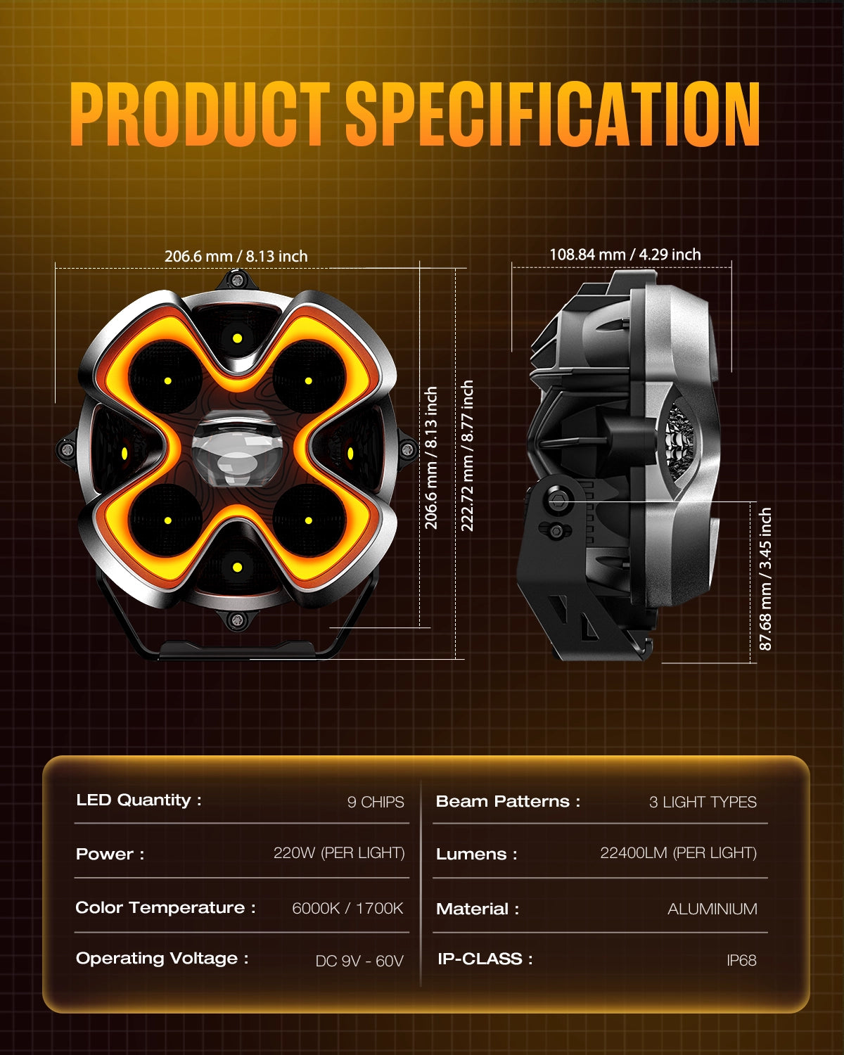 HALO Pro Series 8-inch LED Pod Lights with Dynamic DRL Modes - NOVSIGHT