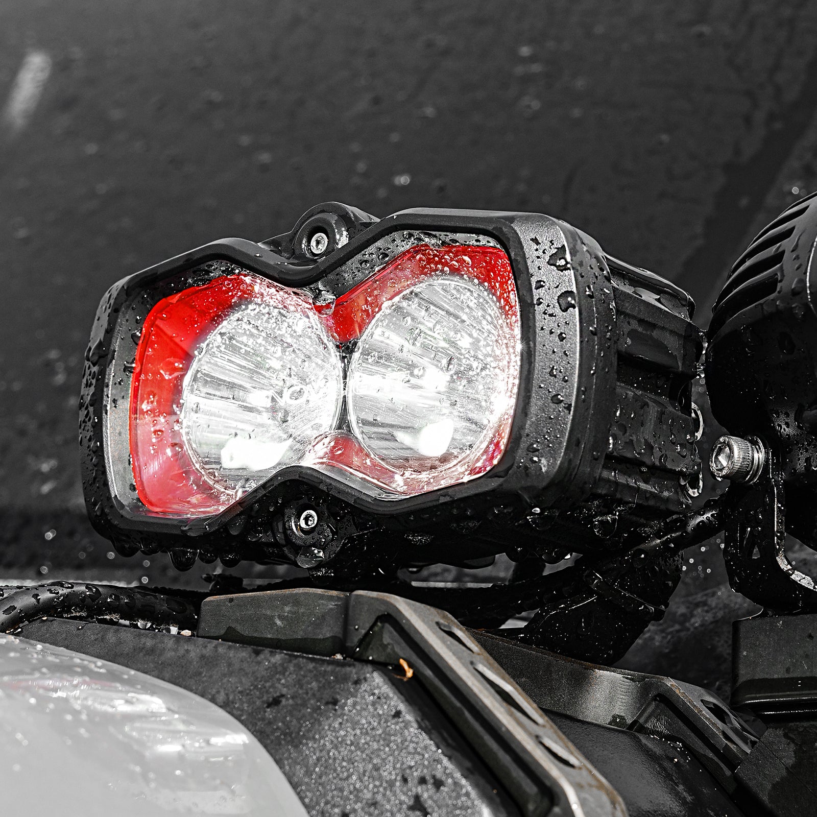 Compact 4.5-Inch HALO SE LED Pod Lights - Red DRL Off-Road Lighting for Trucks & SUVs Flood Beam / With Amber Covers Compact 4.5-Inch HALO SE LED Pod Lights - Red DRL Off-Road Lighting for Trucks & SUVs Flood Beam / With Amber Covers