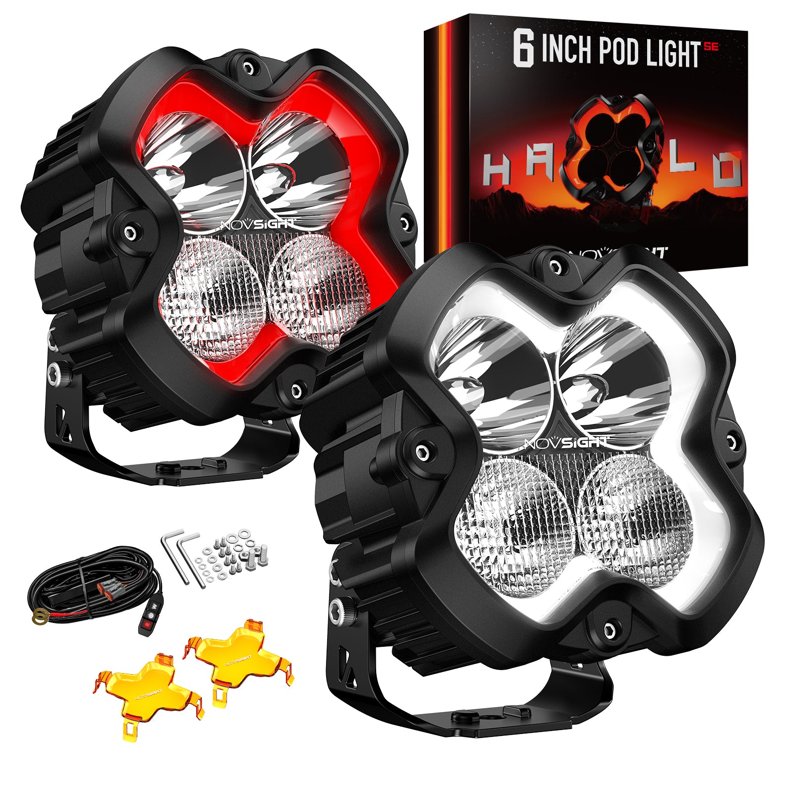 Unidades LED de 6" serie HALO con par de sistema de kit de luces dobles DRL de 66 W