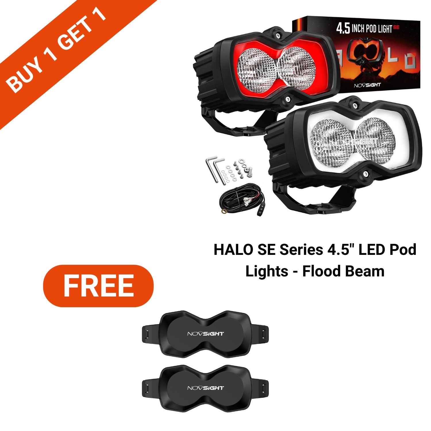 BFCM Flash Sale | HALO SE Series 3 4.5 6-inch LED Pod Lights White and Red DRL Light | Buy 1 Get 1 FREE Set of Black Or Amber Covers