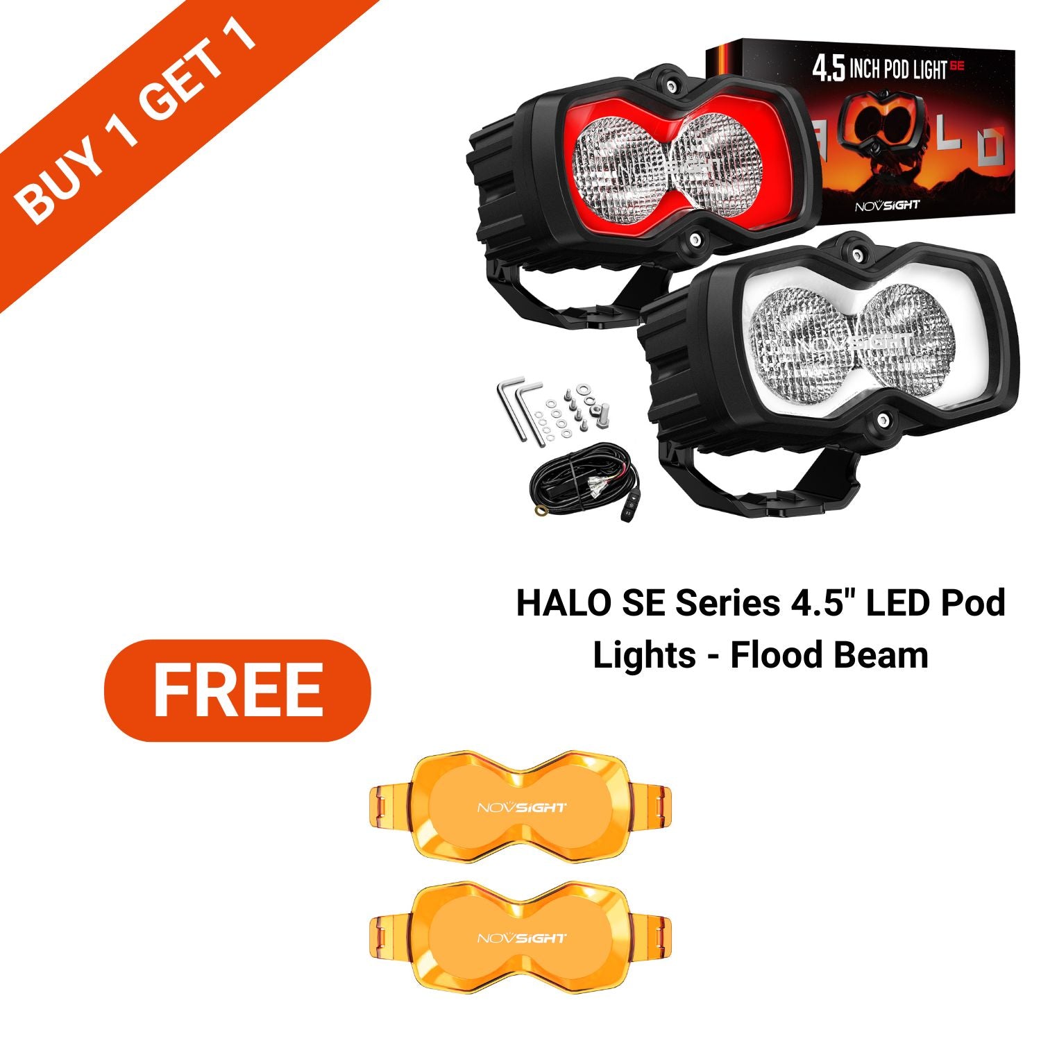 BFCM Flash Sale | HALO SE Series 3 4.5 6-inch LED Pod Lights White and Red DRL Light | Buy 1 Get 1 FREE Set of Black Or Amber Covers