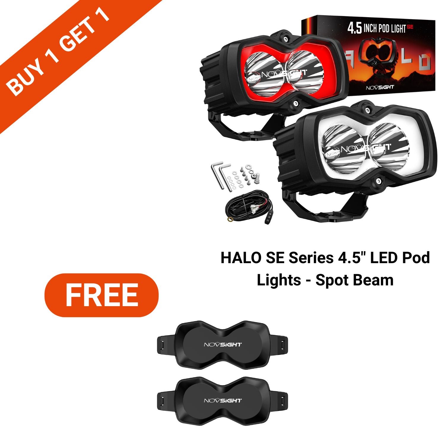 BFCM Flash Sale | HALO SE Series 3 4.5 6-inch LED Pod Lights White and Red DRL Light | Buy 1 Get 1 FREE Set of Black Or Amber Covers