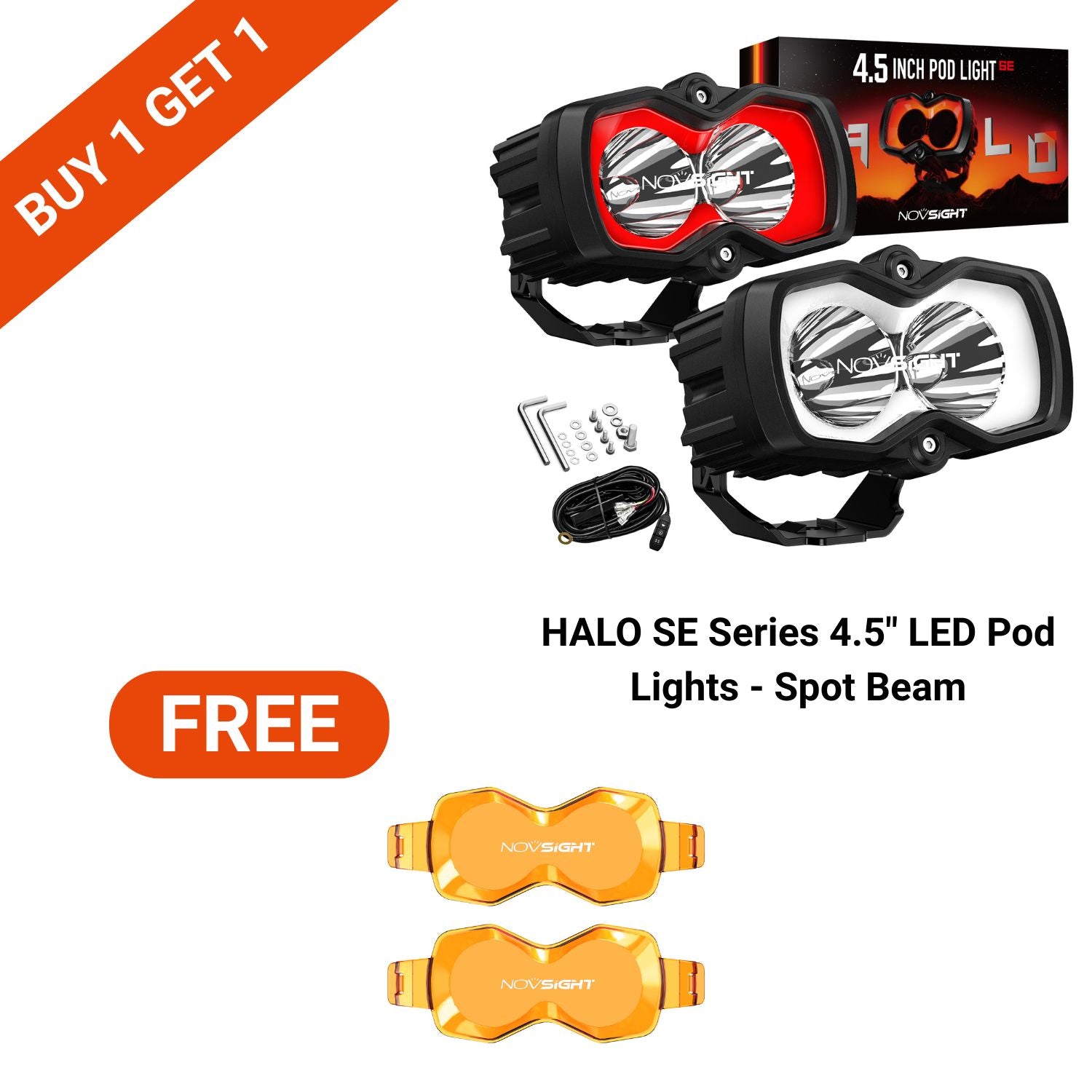 BFCM Flash Sale | HALO SE Series 3 4.5 6-inch LED Pod Lights White and Red DRL Light | Buy 1 Get 1 FREE Set of Black Or Amber Covers