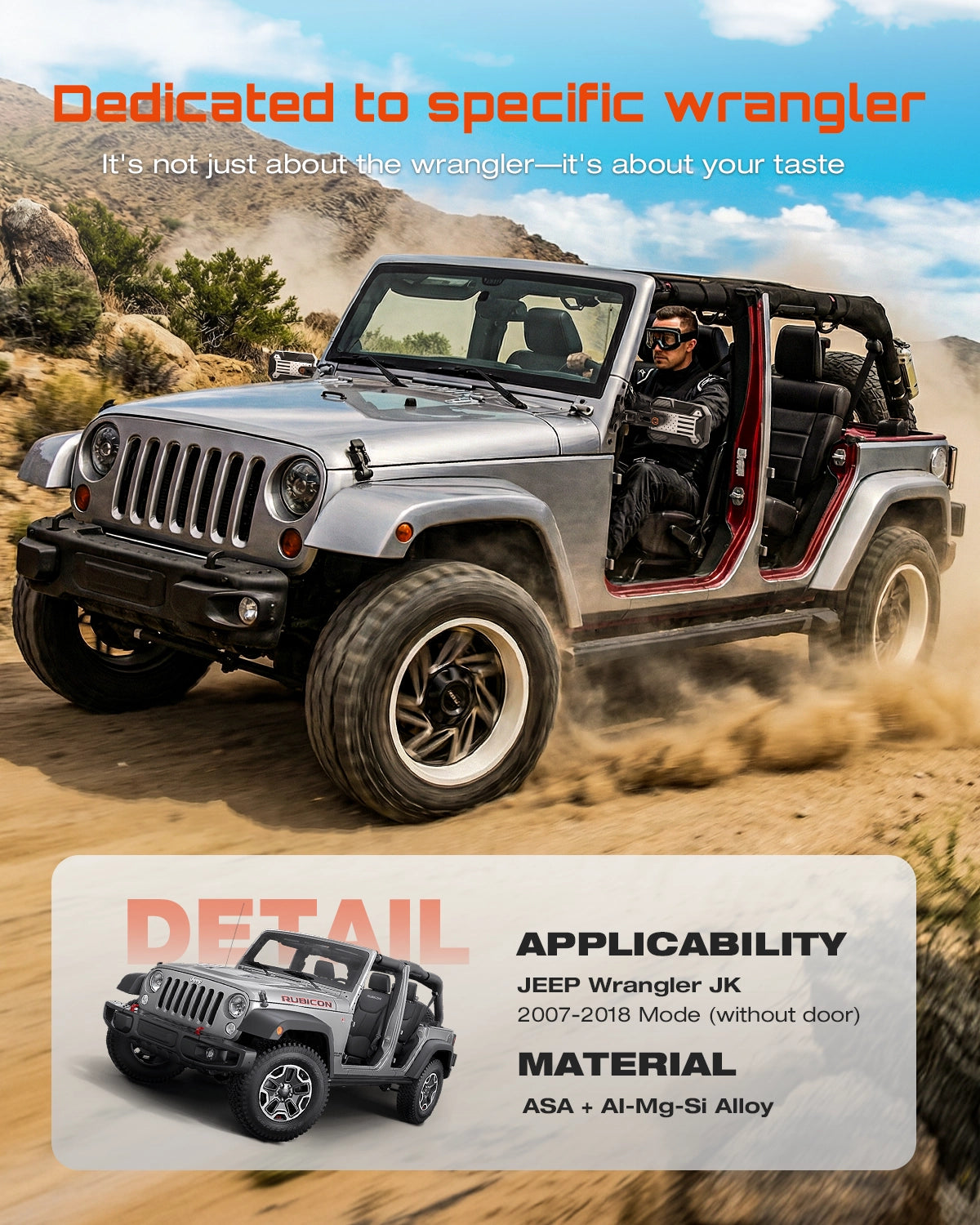 9-inch Side Mirrors for Doorless Driving on 2007–2018 Jeep Wrangler JK JKU - NOVSIGHT