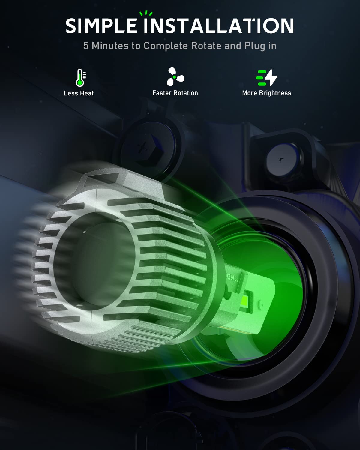 N52 Plus Series | H4 9003 LED Bulbs Automotive-Grade Chip 100W 20000LM 6500K White | 2 Bulbs - NOVSIGHT