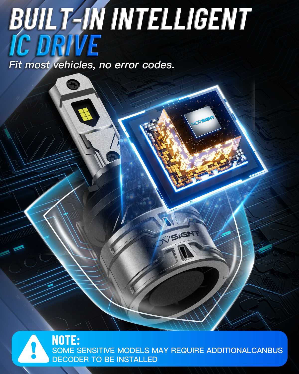 N61 General Series | H11 H8 H9 LED Bulbs Stable Output 60W 13000LM 6500K White | 2 Bulbs - NOVSIGHT