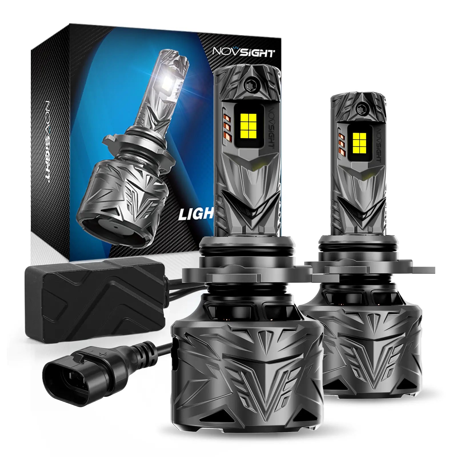 N70 Series | 9012 HIR2 LED Bulbs Super Bright Headlights 240W 50000LM 6500K White | 2 Bulbs Headlight | Novsight