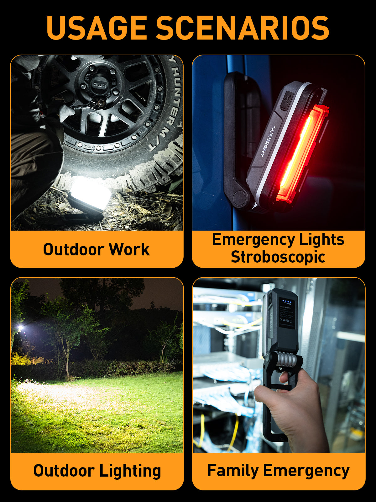 Kit de luz de trabajo magnética recargable LED plegable para acampar al aire libre