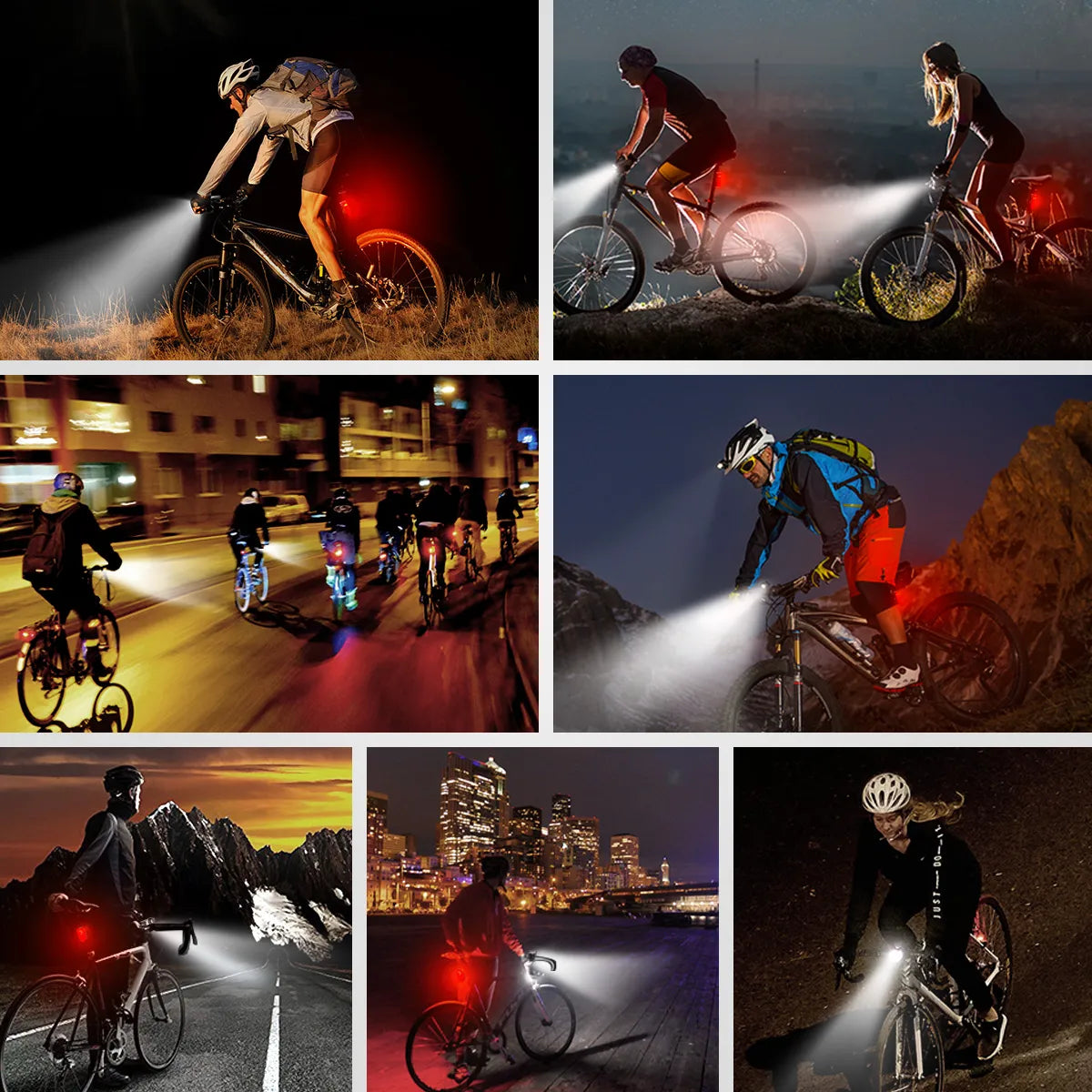 Luz trasera delantera de bicicleta LED trasera juego de bombillas de 800 lúmenes luz de bicicleta recargable por USB