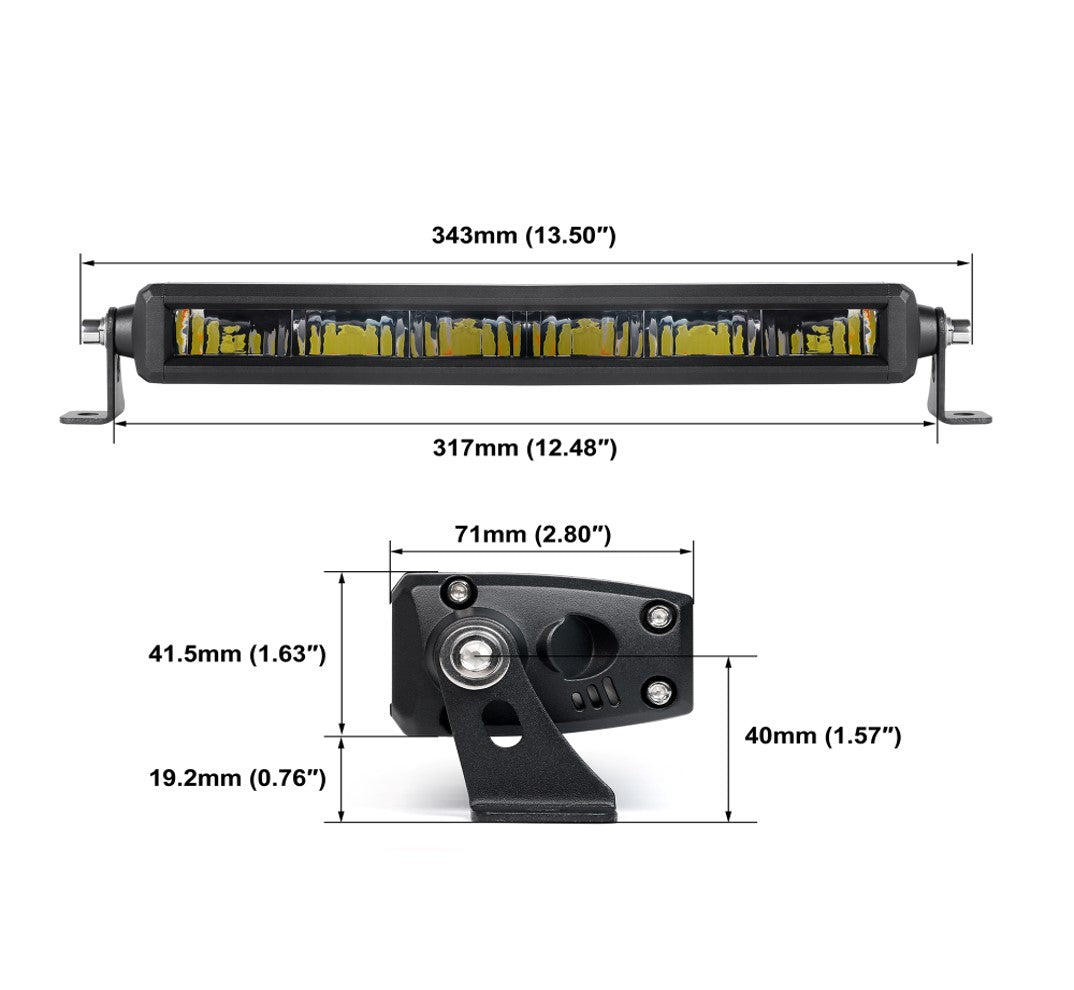 Rock Series 12 Inch Single Row Dual Color Beam LED Off-Road Light Bar White and Amber - NOVSIGHT