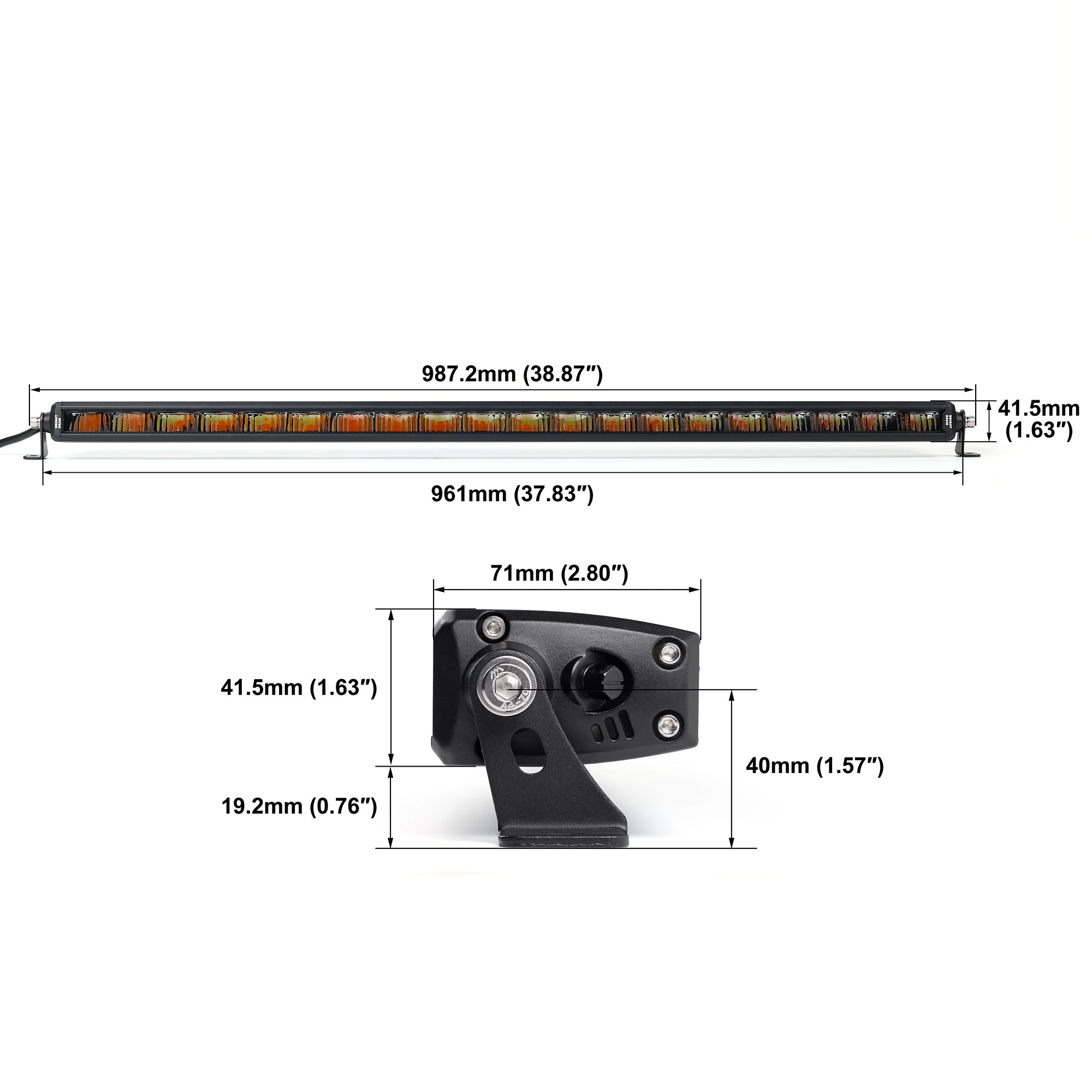 Off Road LED Light Bar 40 Inch Single Row Dual Beam White Amber - NOVSIGHT