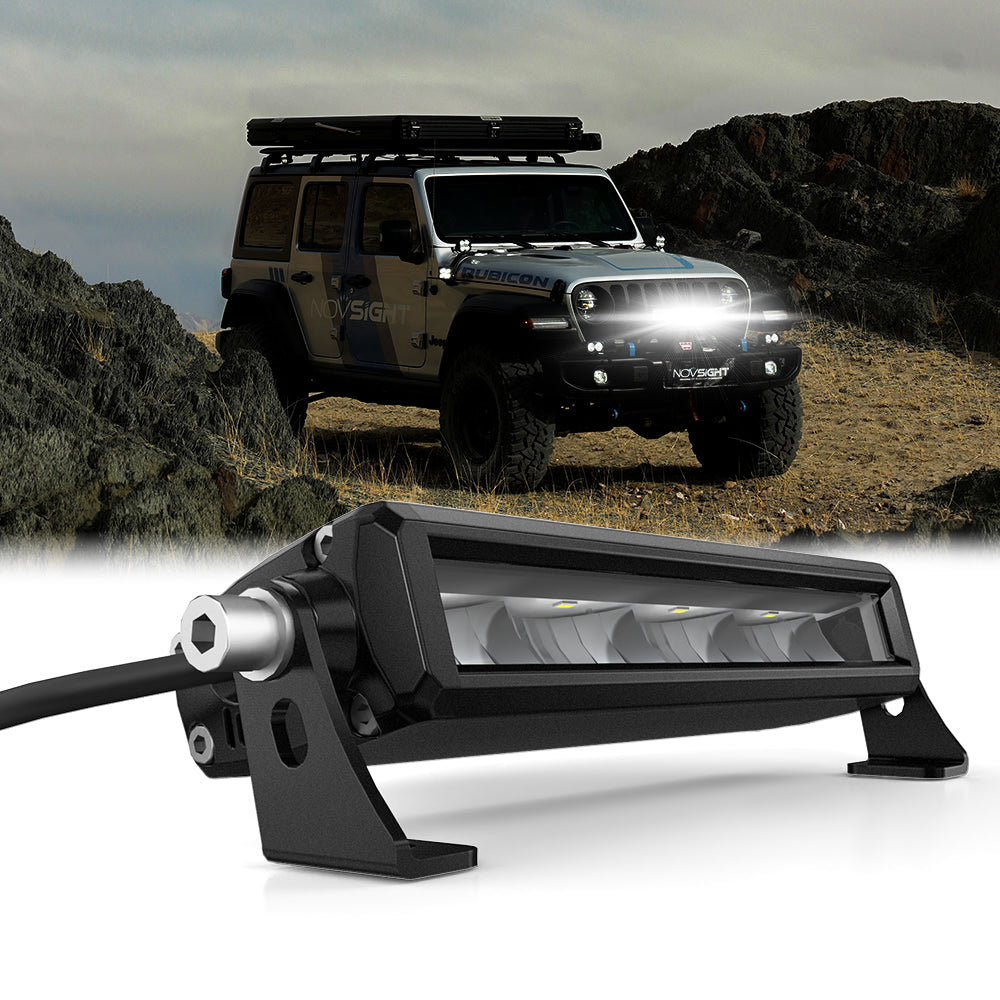 Off Road LED Light Bar 10 Inch Single Row High Power Driving Beam - NOVSIGHT