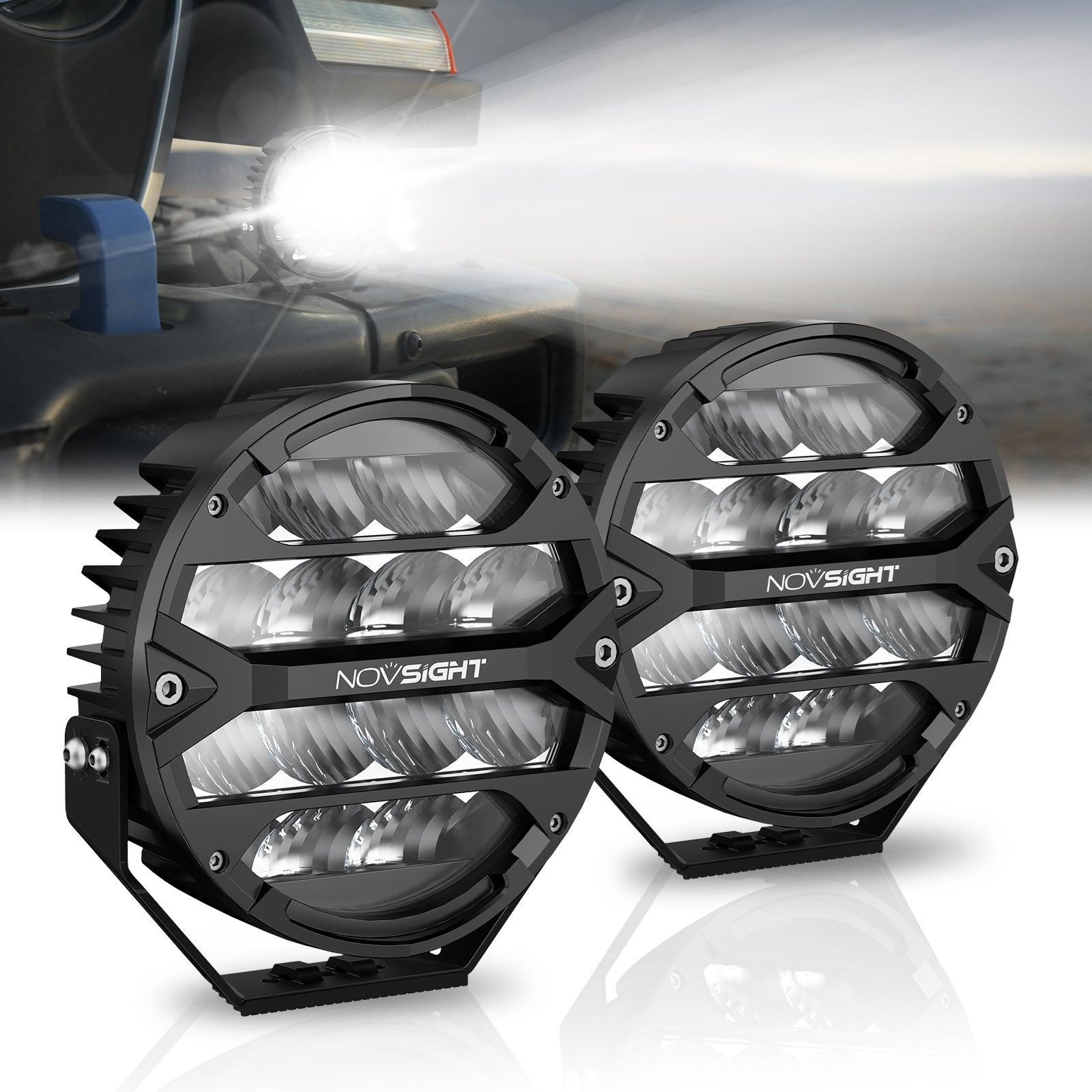 Rock Series | 9-inch LED Pod Round Lights Diving Lights - NOVSIGHT