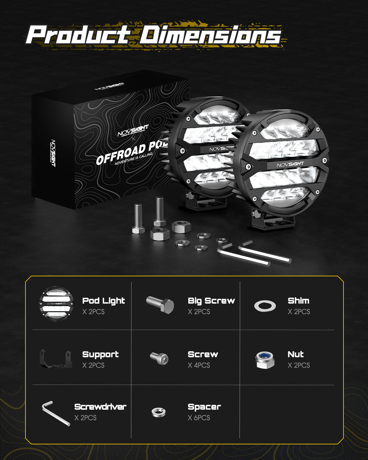Rock Series | 7-inch LED Pod Round Light Spotlights - NOVSIGHT