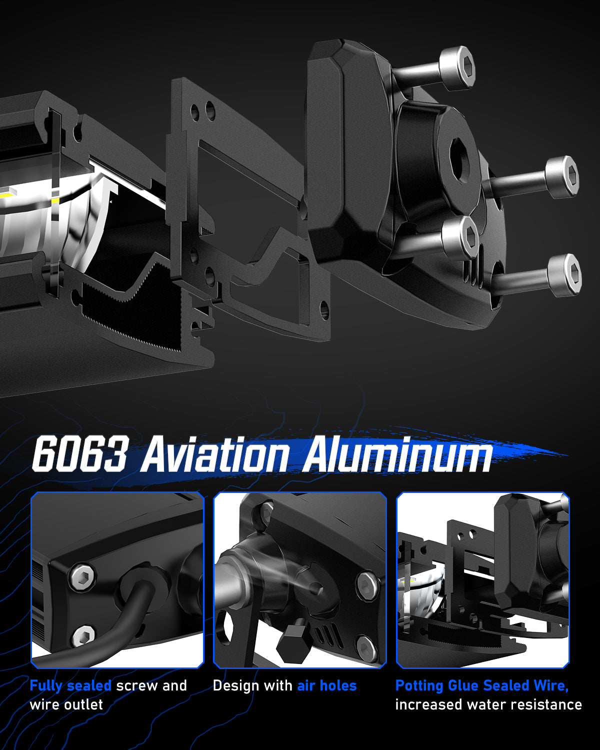 Barra de luz LED todoterreno serie Rock, ámbar blanco de haz doble de fila única de 40 pulgadas