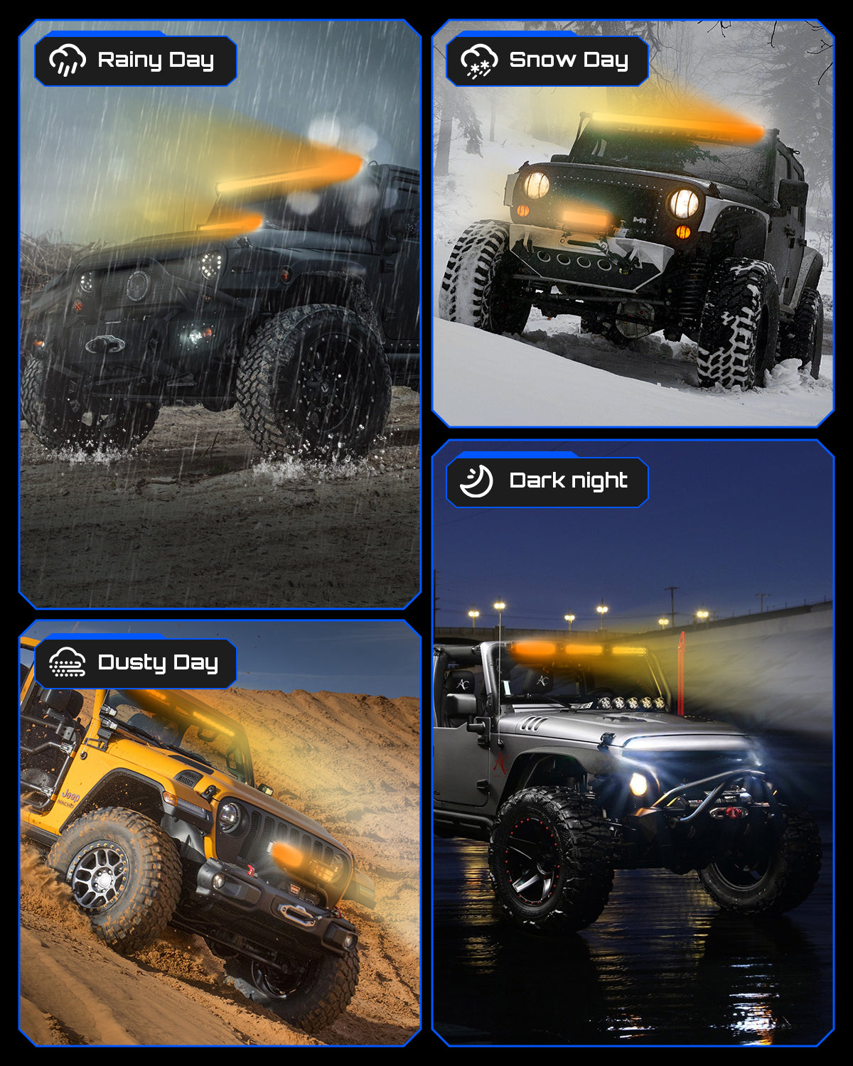 Rock Series 12 Inch Single Row Dual Color Beam LED Off-Road Light Bar White and Amber - NOVSIGHT