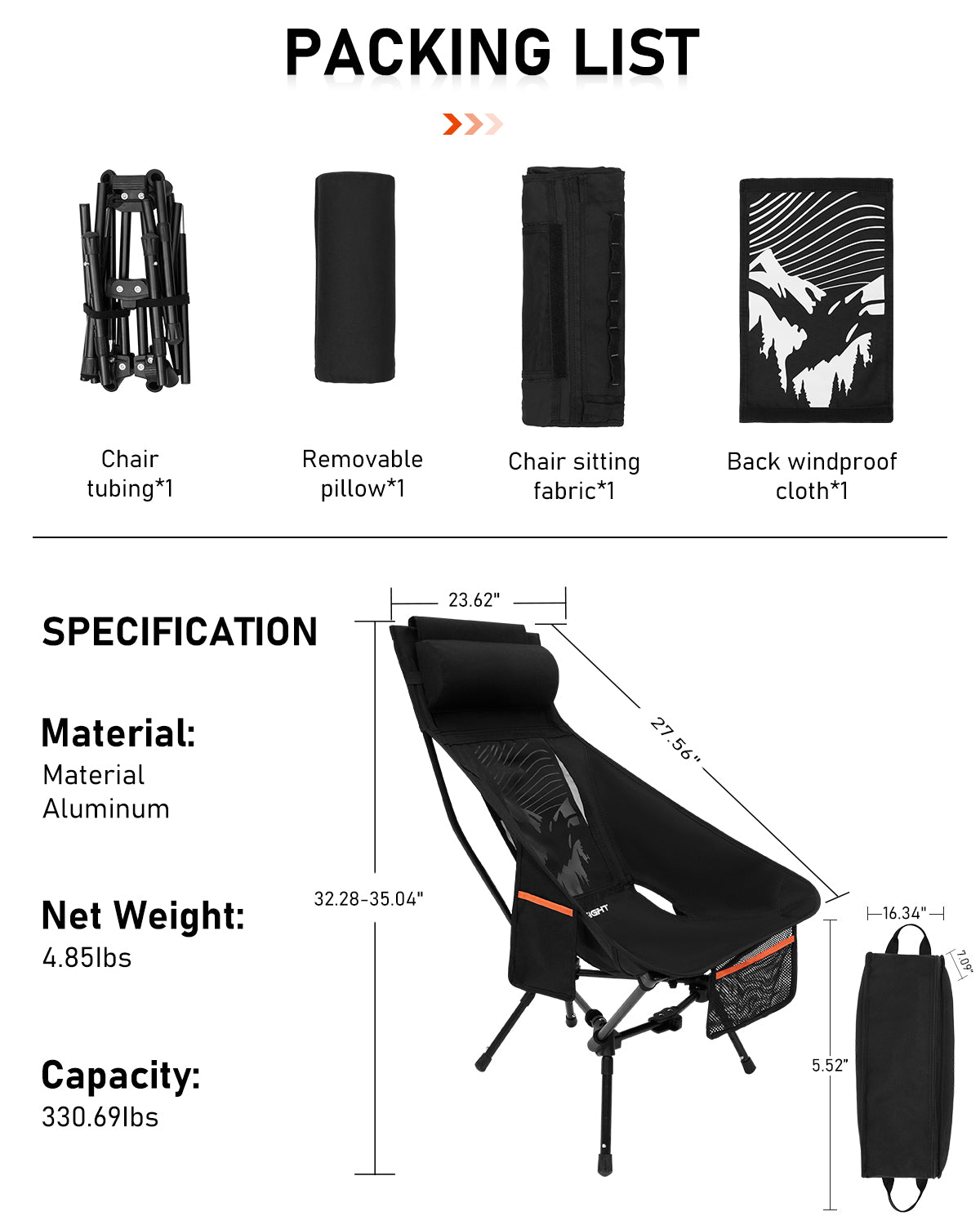 Rove Series | Camping Chair Foldable Mountain Pattern 1PC/Set - NOVSIGHT