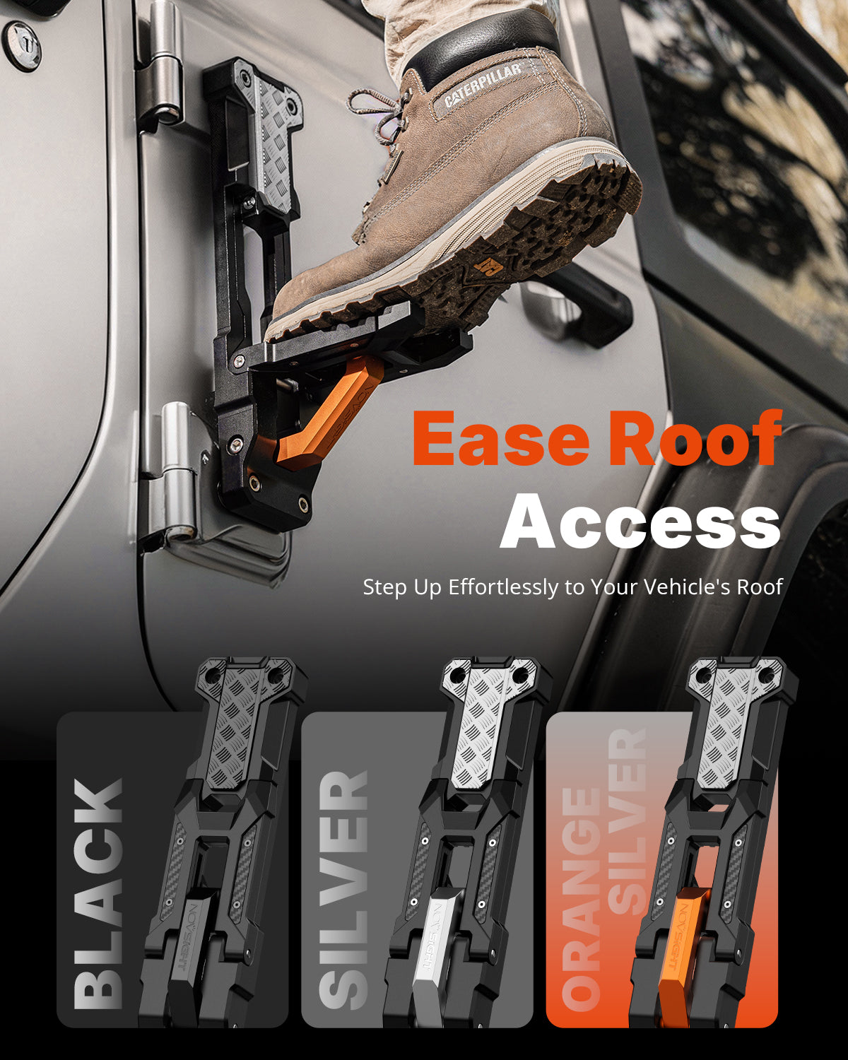 Novsight side door steps ease roof access 3 colors available
