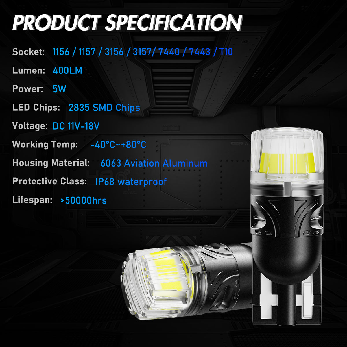 T10 158 161 168 194 W5W LED Bulbs for Rear Front Sinal Lights DRL - White - NOVSIGHT