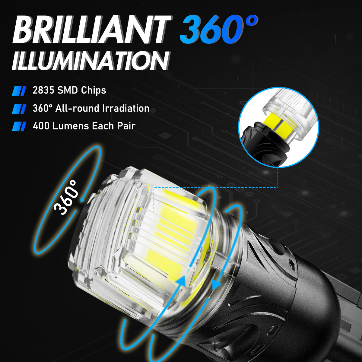 T10 158 161 168 194 W5W LED Bulbs for Rear Front Sinal Lights DRL - White - NOVSIGHT