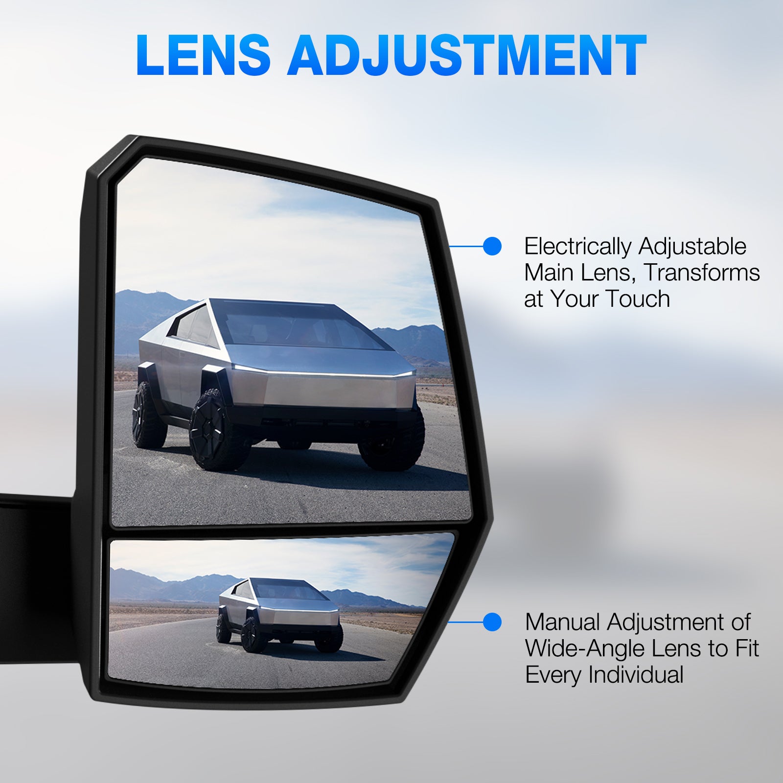 Tesla Cybertruck 90-Degree Adjustable Side Door Mirrors - NOVSIGHT