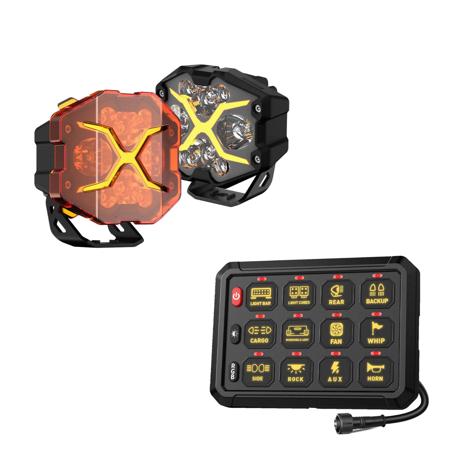 X-Series 4-inch LED Off-road Pod Light Driving Beam with Bluetooth Switch Panel - NOVSIGHT