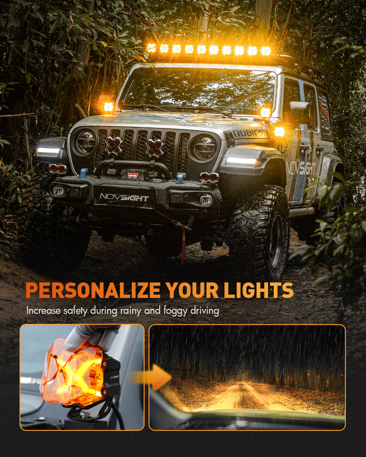 X-Series 4-inch LED Off-road Pod Light Driving Beam with Bluetooth Switch Panel - NOVSIGHT