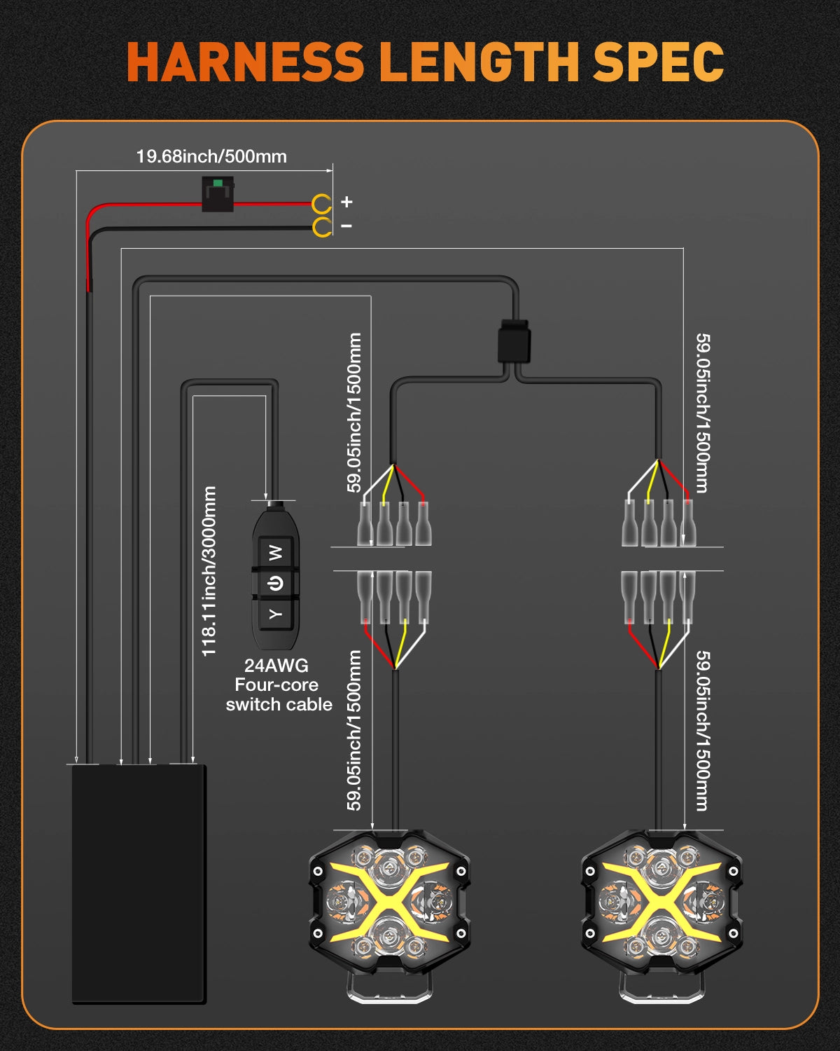 X-Series 4-inch LED Off-road Pod Light Driving Beam with Bluetooth Switch Panel - NOVSIGHT