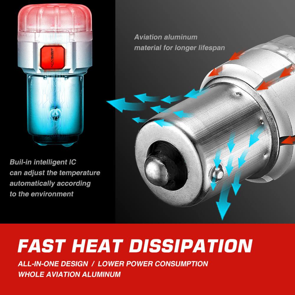 1157 2057 2357 7528 BAY15D LED Turn Signal Light Replacement Amber Red - NOVSIGHT Auto Lighting