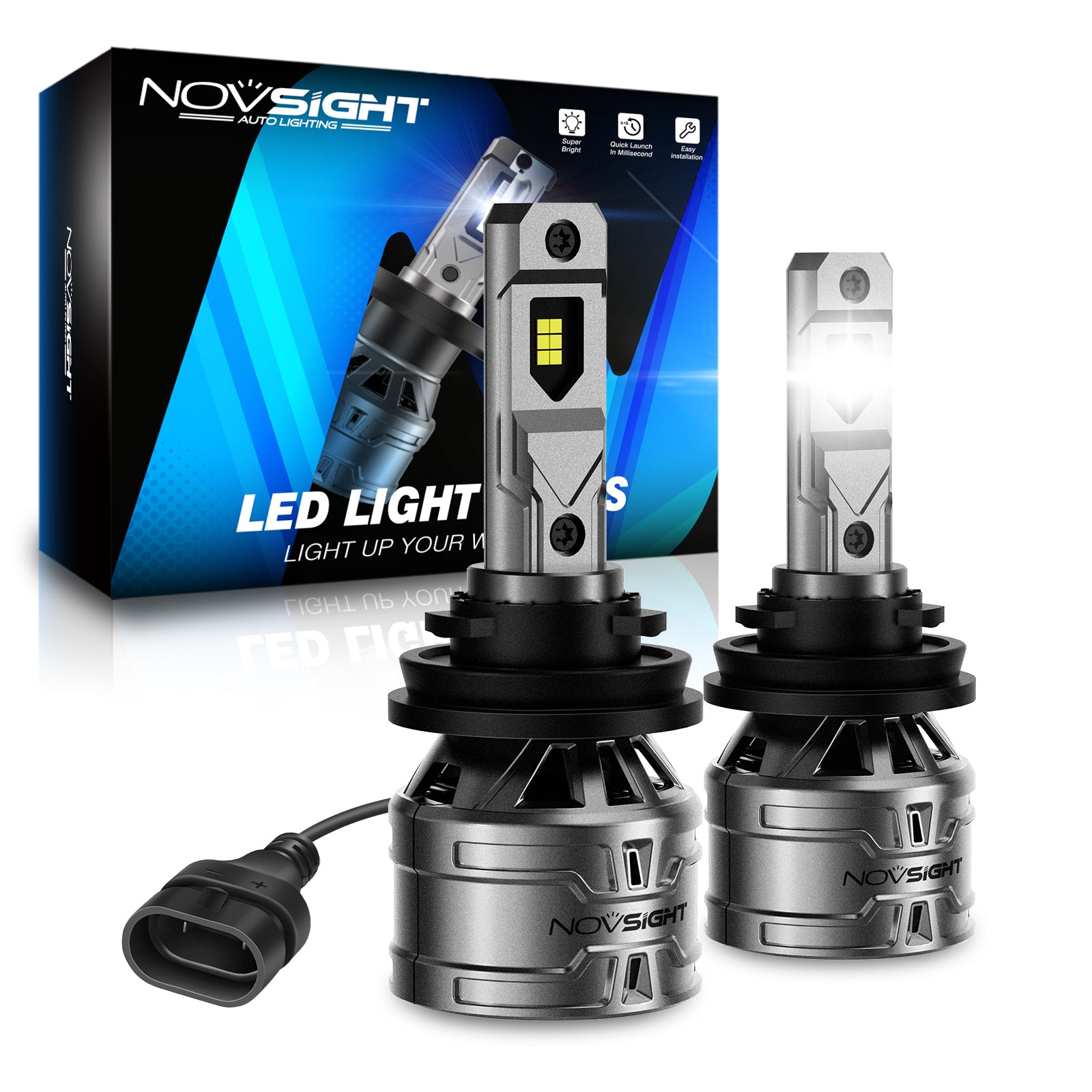 N61 General Series | H1 H3 H4 H7 H11 H13 9004 9005 9006 9007 881 LED Bulbs Stable Output 60W 13000LM 6500K White | 2 Bulbs - NOVSIGHT