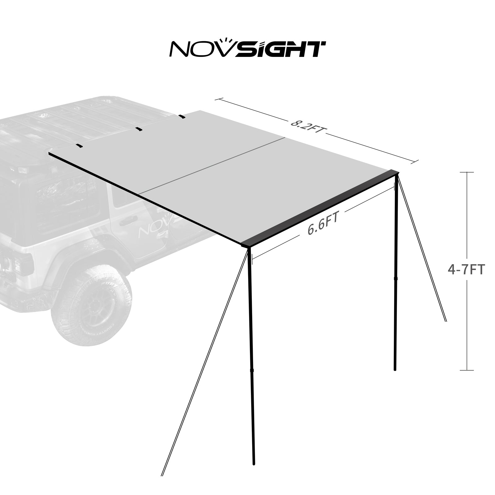 Novsight Car Side Awning Tent Anti UV for Outdoor Camping Overland Shelter for JEEP SUV Van Camper Trailer - NOVSIGHT