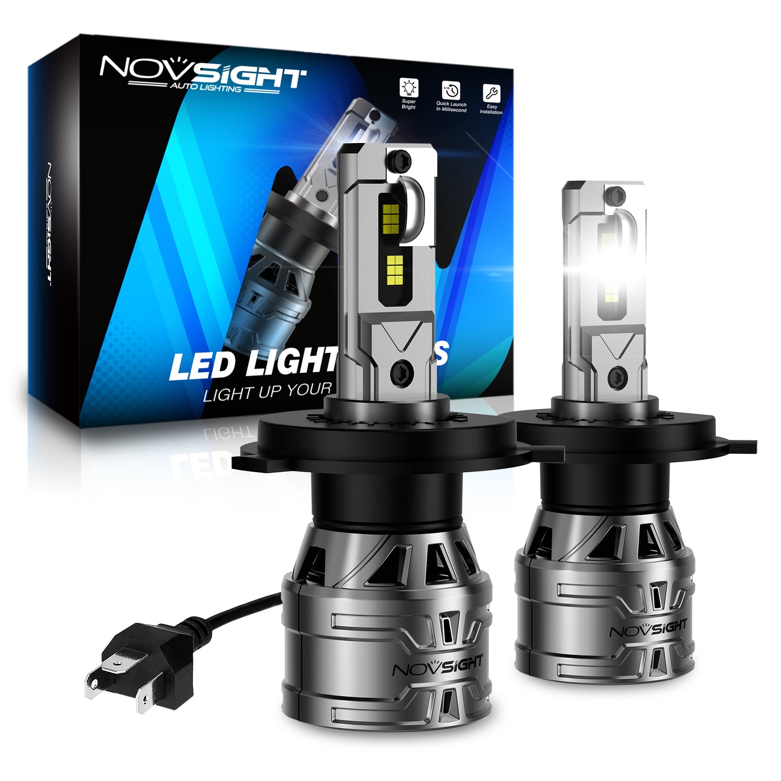 N61 General Series | H1 H3 H4 H7 H11 H13 9004 9005 9006 9007 881 LED Bulbs Stable Output 60W 13000LM 6500K White | 2 Bulbs - NOVSIGHT